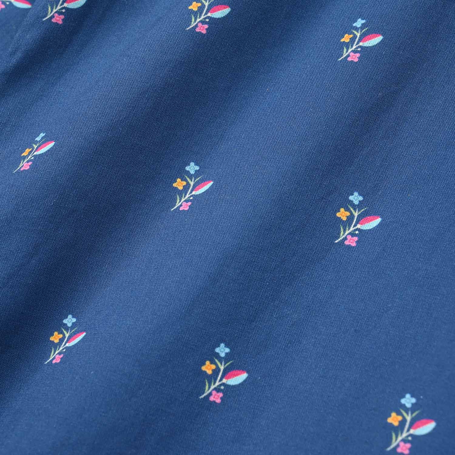 Girls Cotton Poplin Printed Floral Kurti - Blue - Image 6