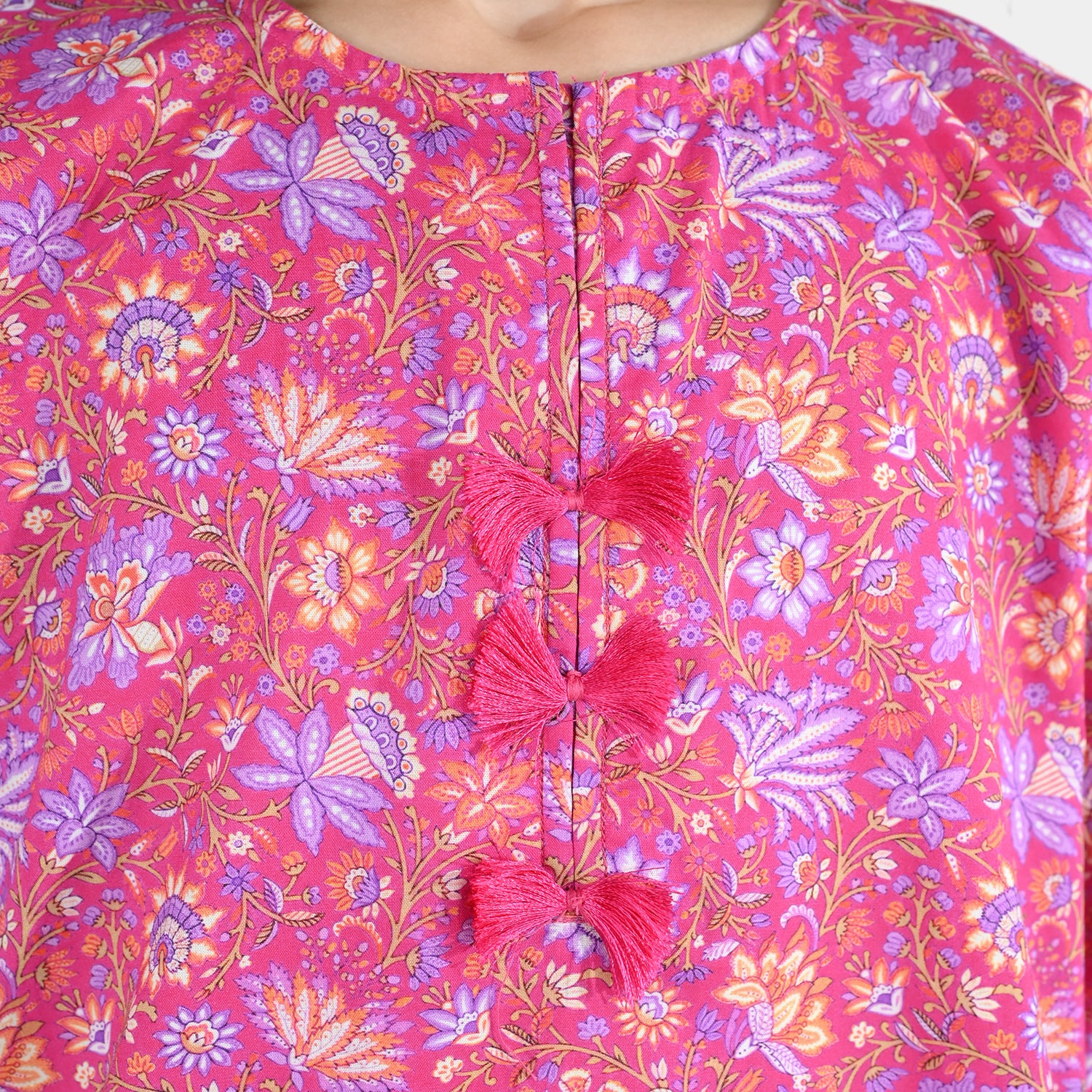 Girls Cotton Printed 2Pcs Floral-PINK - Image 5