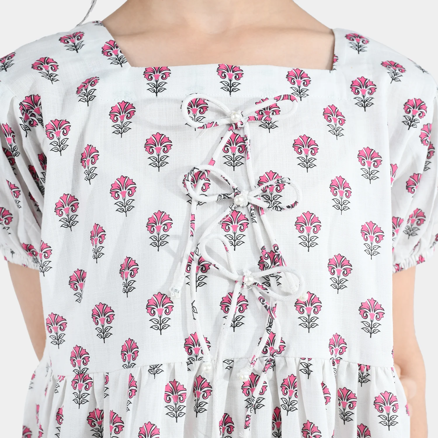 Girls Cotton Printed Frock Paradise-Multi - Image 3
