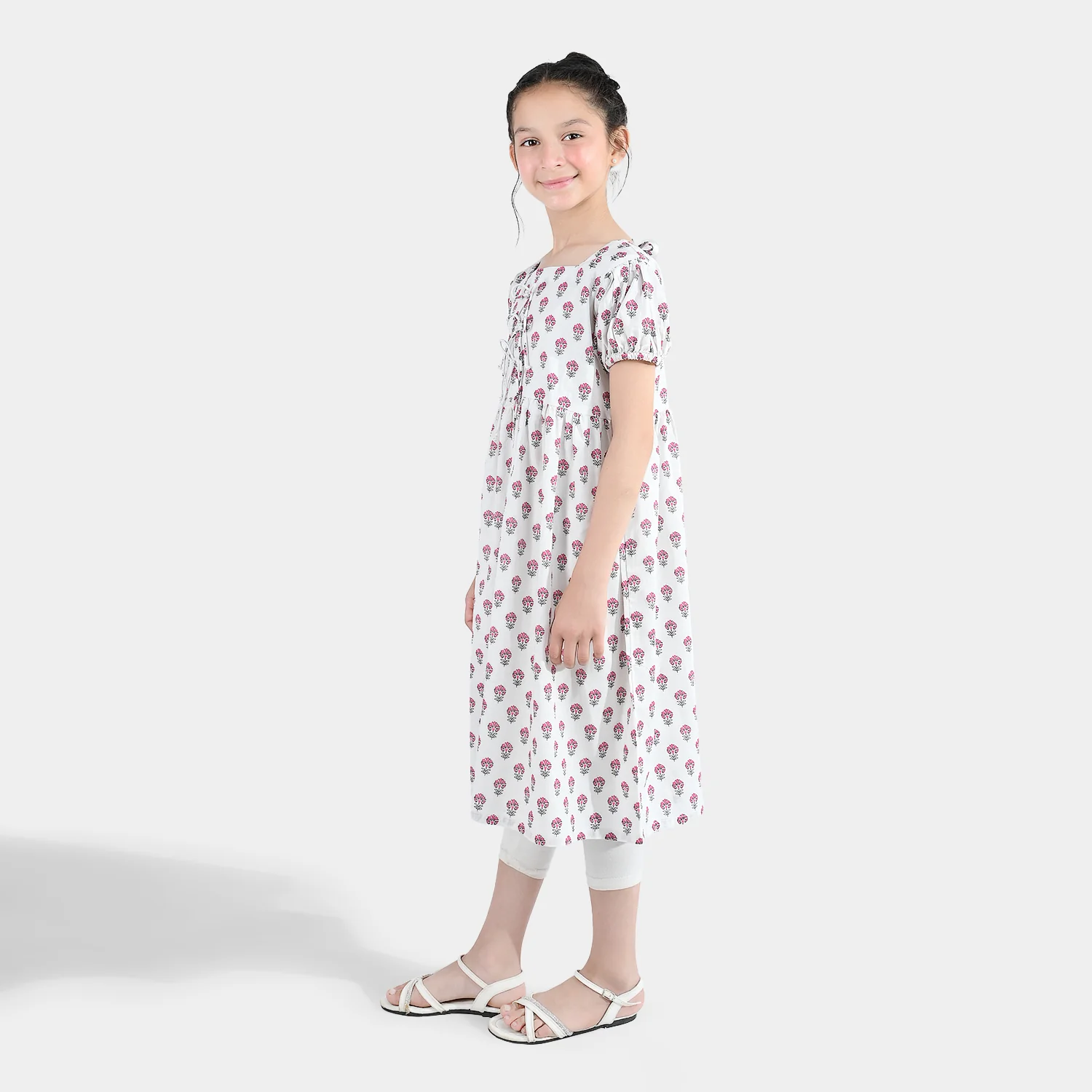 Girls Cotton Printed Frock Paradise-Multi - Image 4