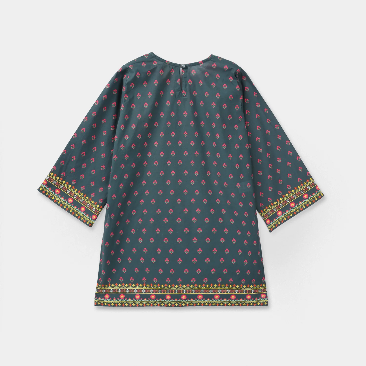 Girls Cotton Printed Kurti Eira - Teal Blue - Image 9