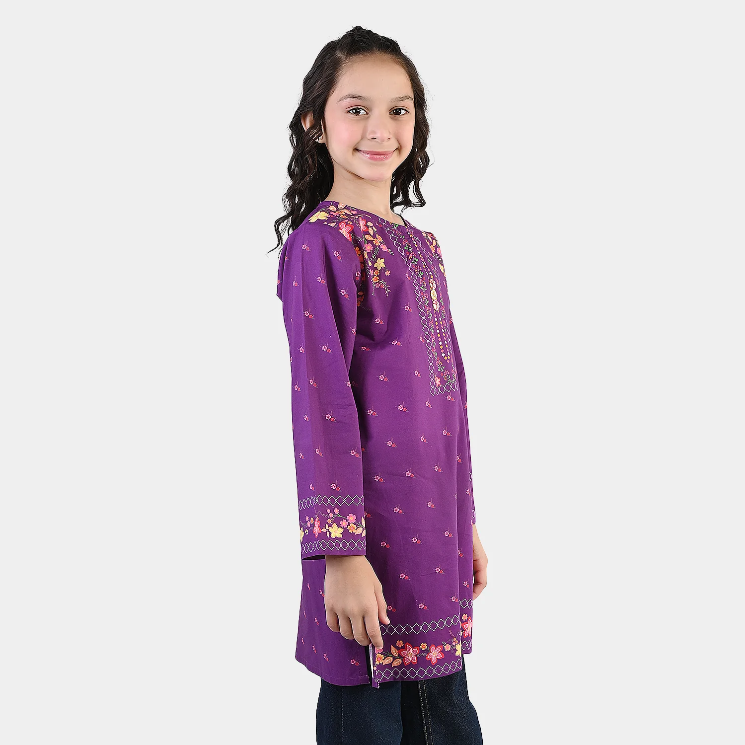 Girls Cotton Printed Kurti Mistry-PURPLE - Image 2