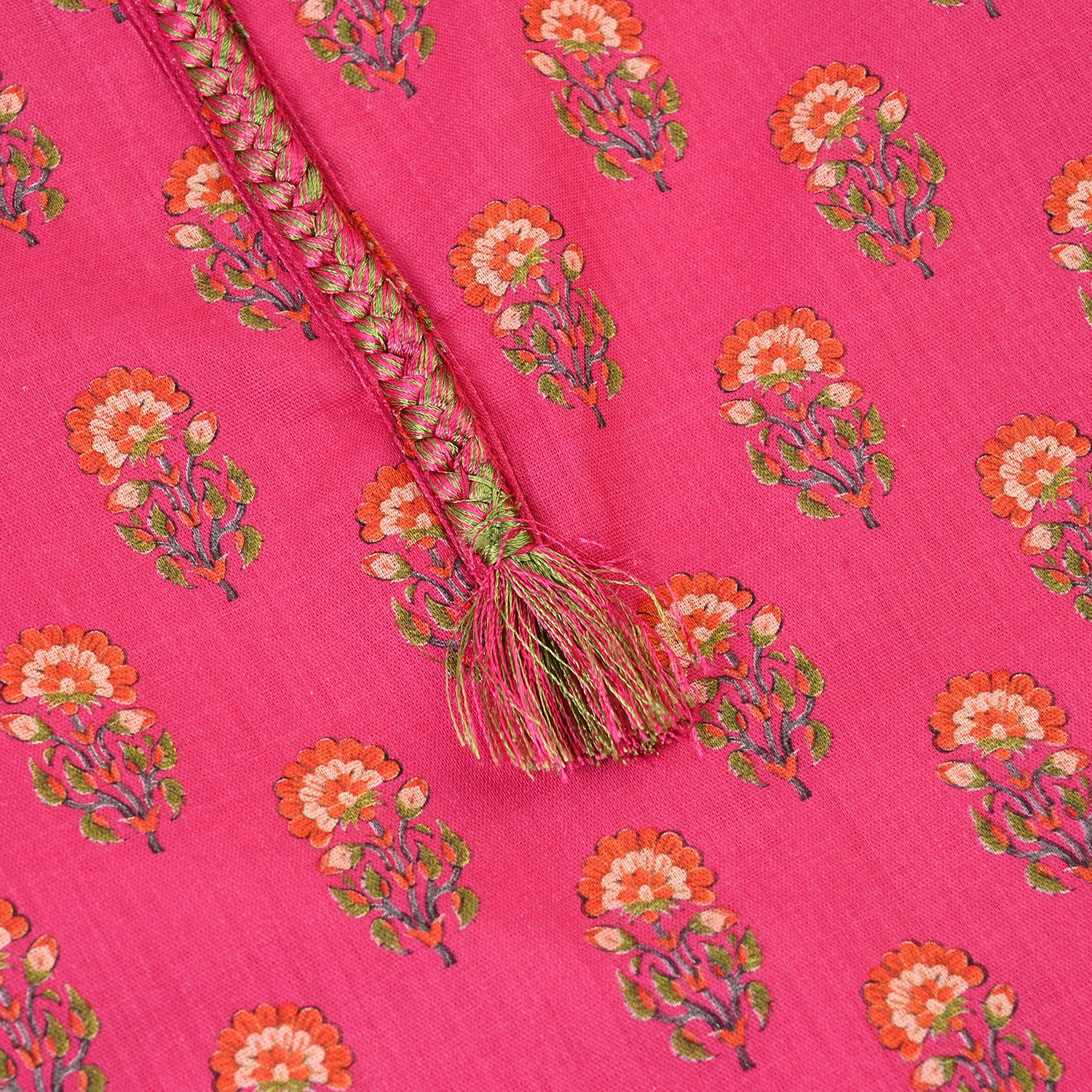 Girls Cotton Printed Kurti Tulip - Bright Pink - Image 2
