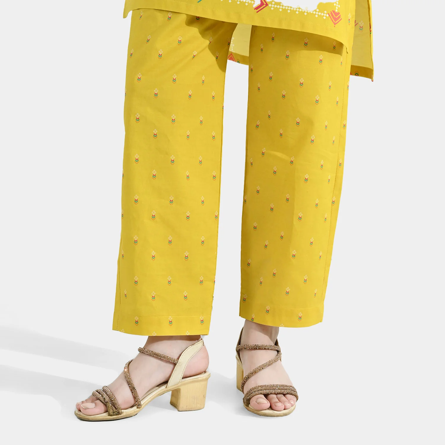 Girls Cotton Printed Pant (Sunny) – Yellow - Image 2