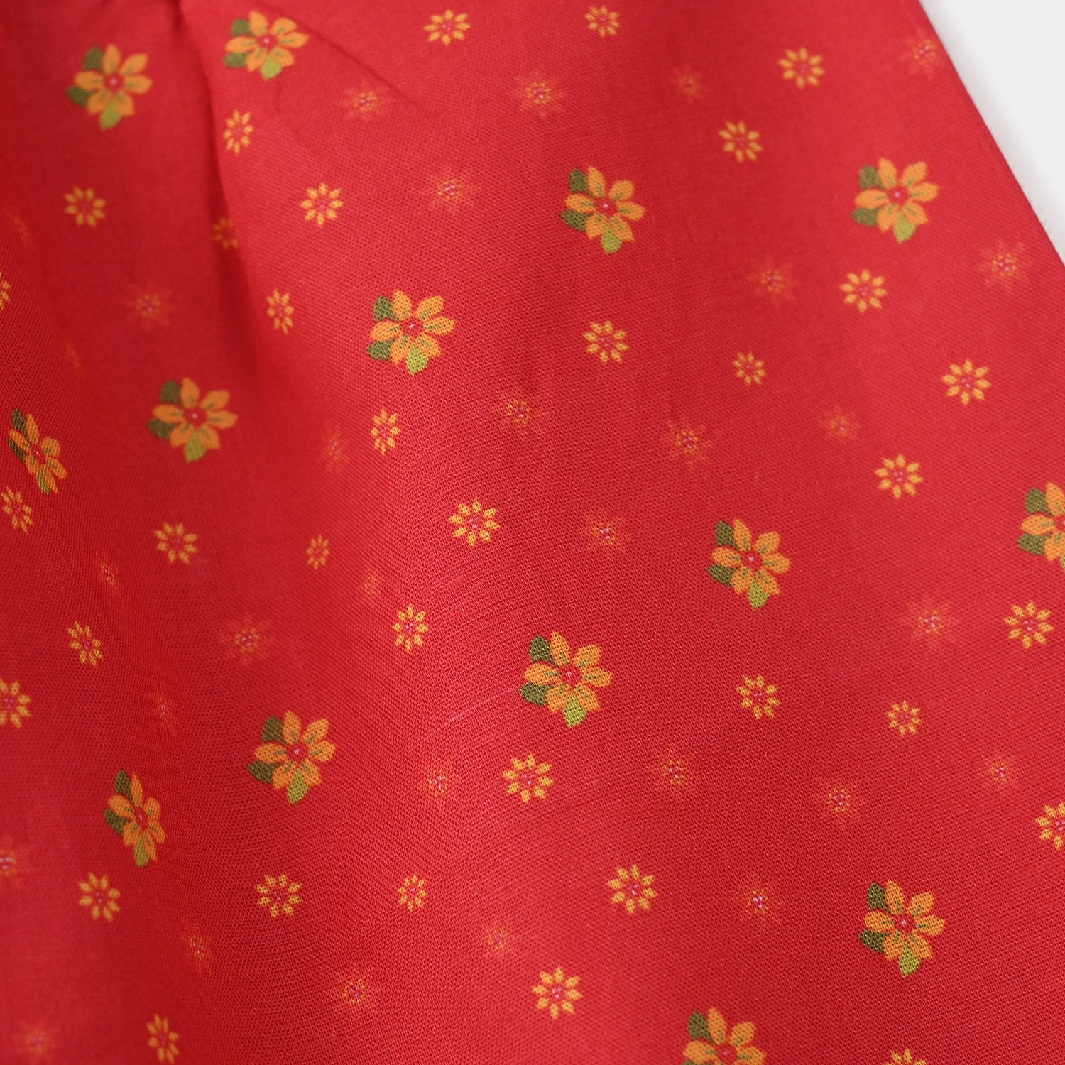 Girls Cotton Printed Shalwar Dhanak - Red - Image 2