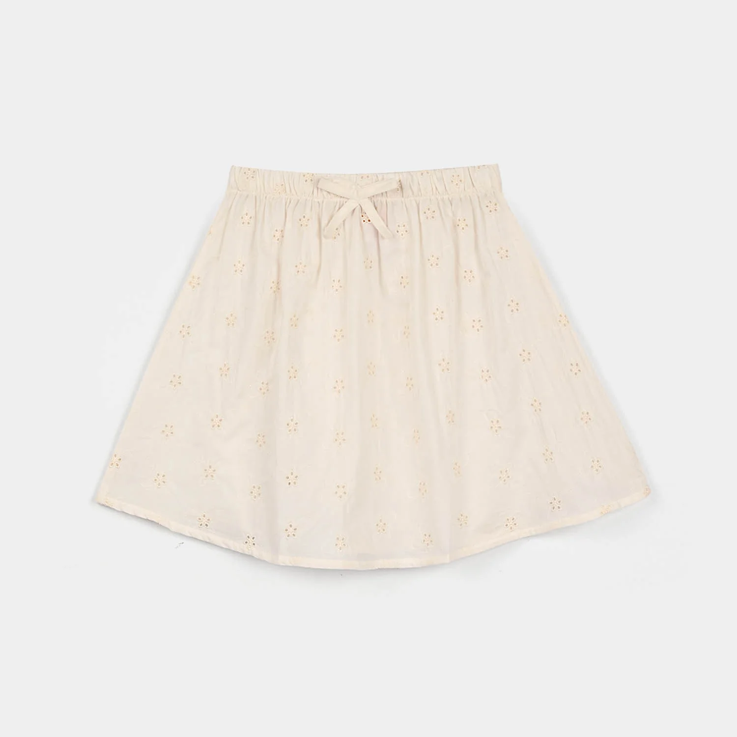 Girls Cotton Short Skirt (Rose) - OFF White