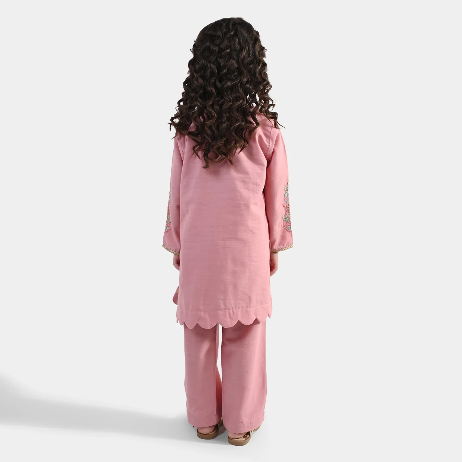 Girls Cotton Slub Emb 2Pcs Mina -Pink - Image 10