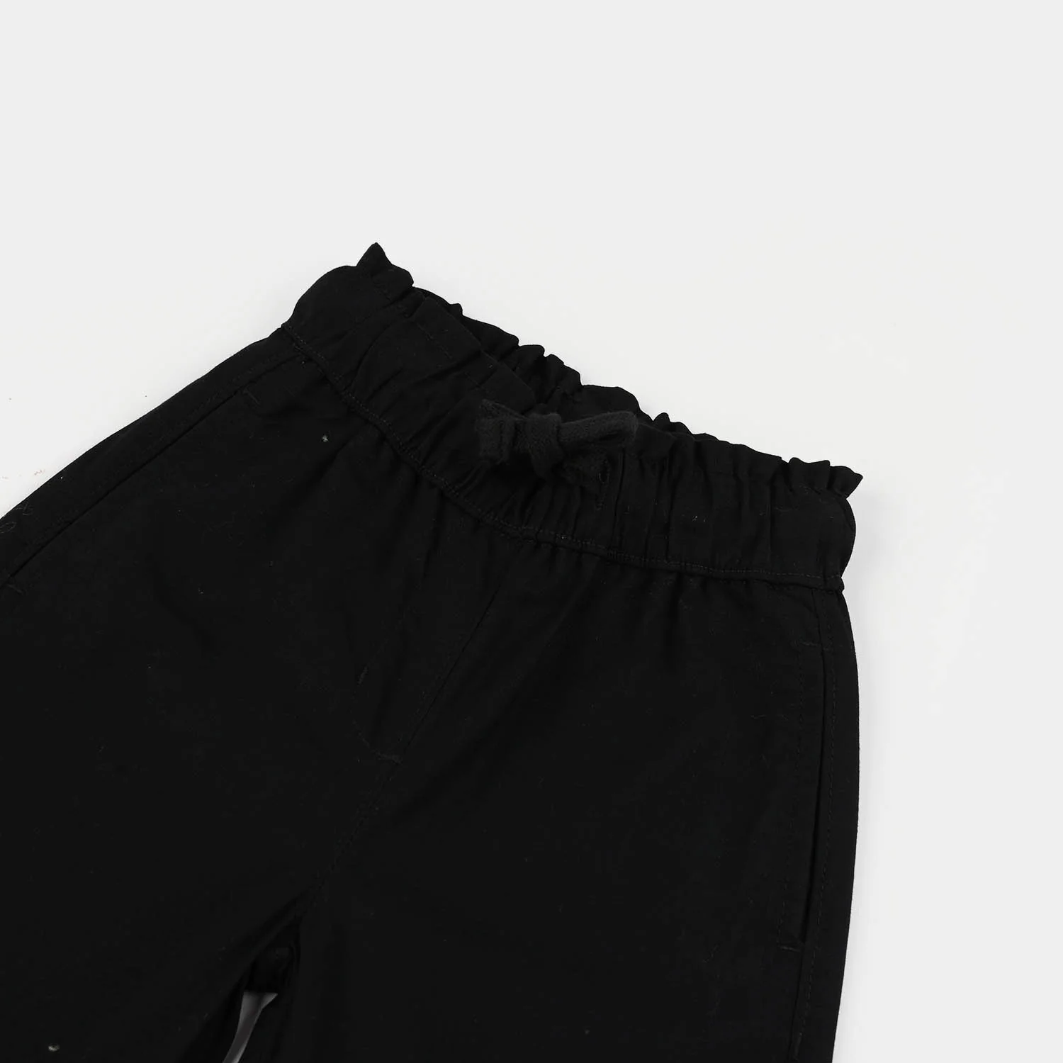 Girls Cotton Slub Pants (Slit) - Black - Image 2