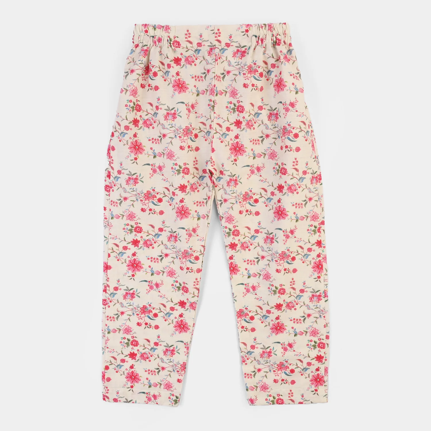 Girls Cotton Slub Printed 2Pcs Rose-Multi - Image 4