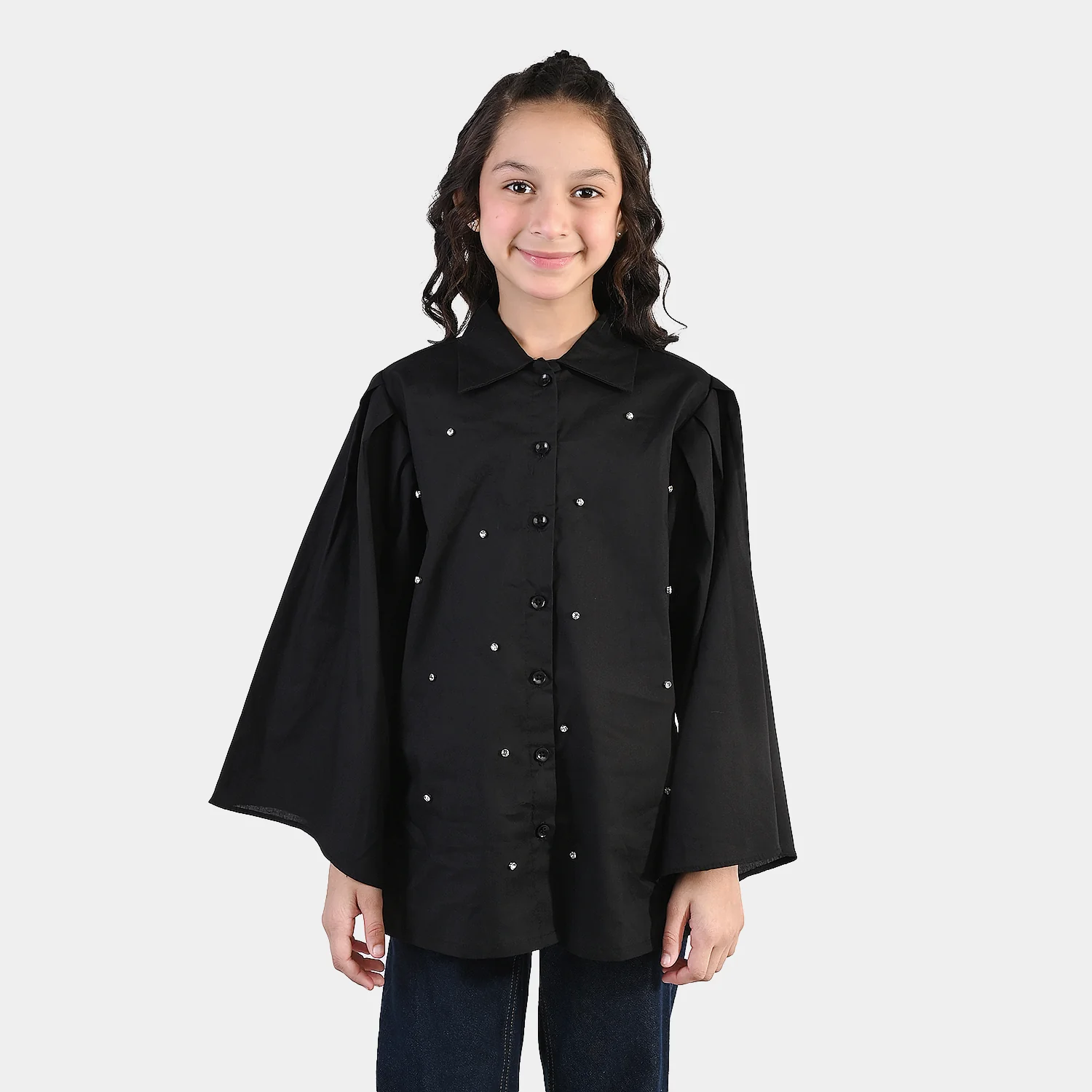 Girls Cotton Top (Diamond) - Black - Image 3