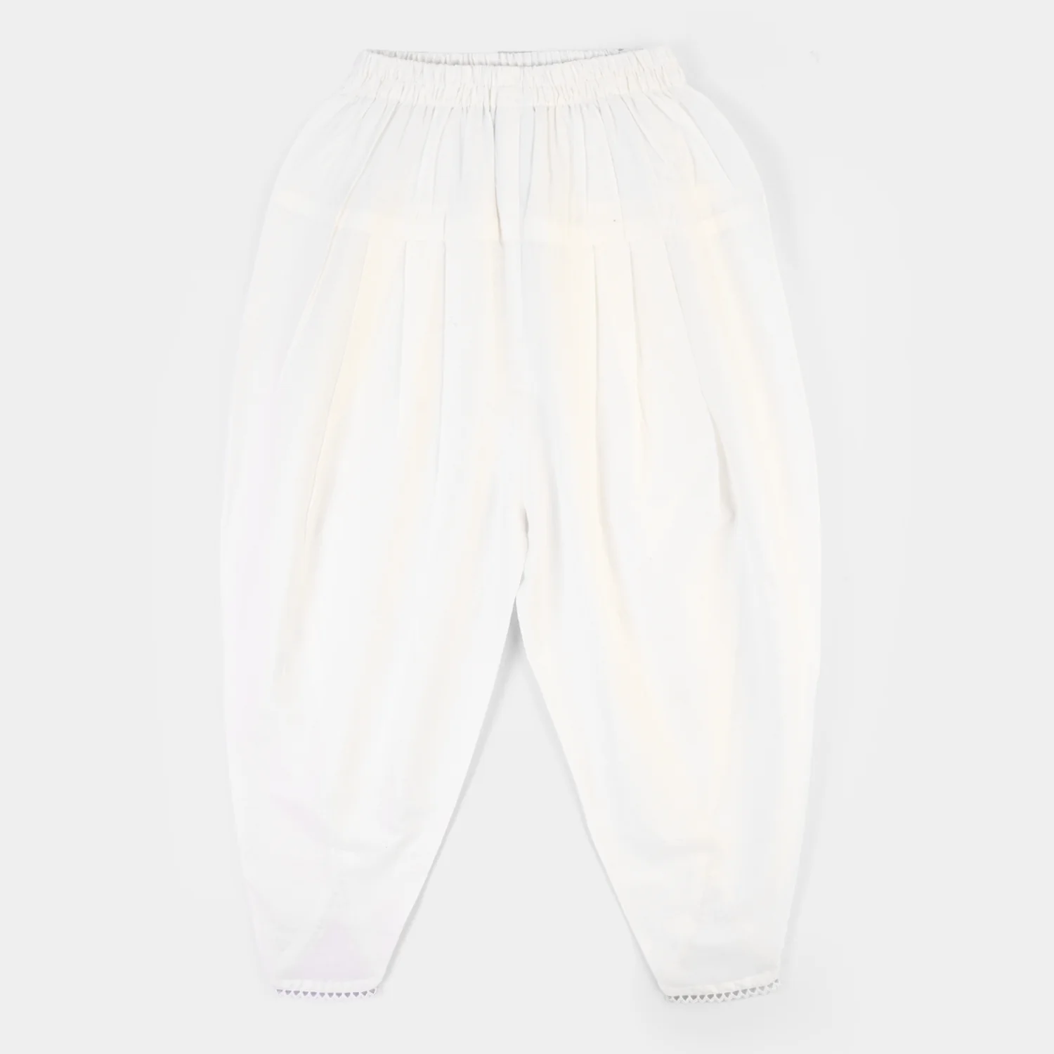 Girls Cotton Tulip Shalwar-White - Image 3