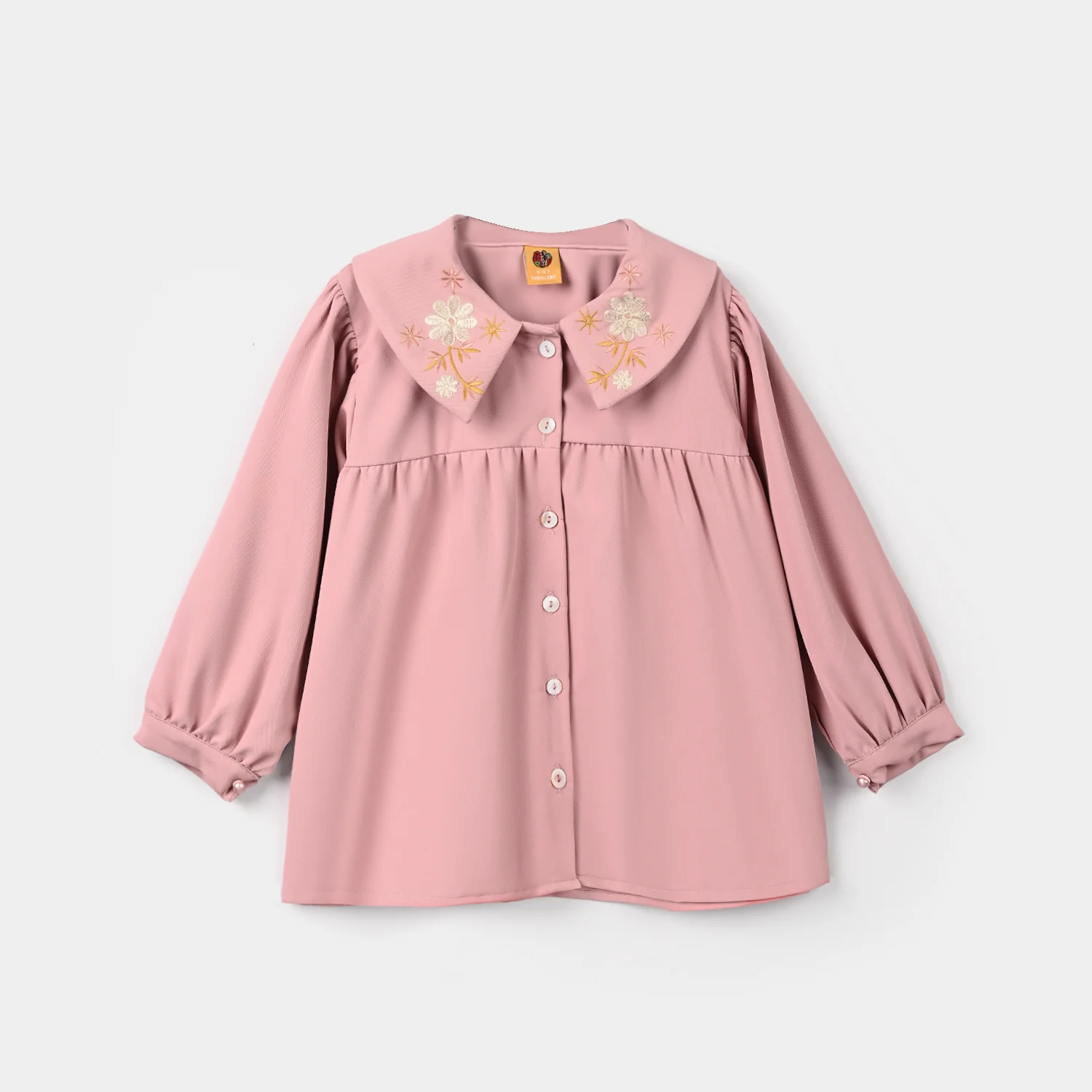 Girls Cotton Twill Emb Co-Ord Set Blush - Light Pink - Image 2