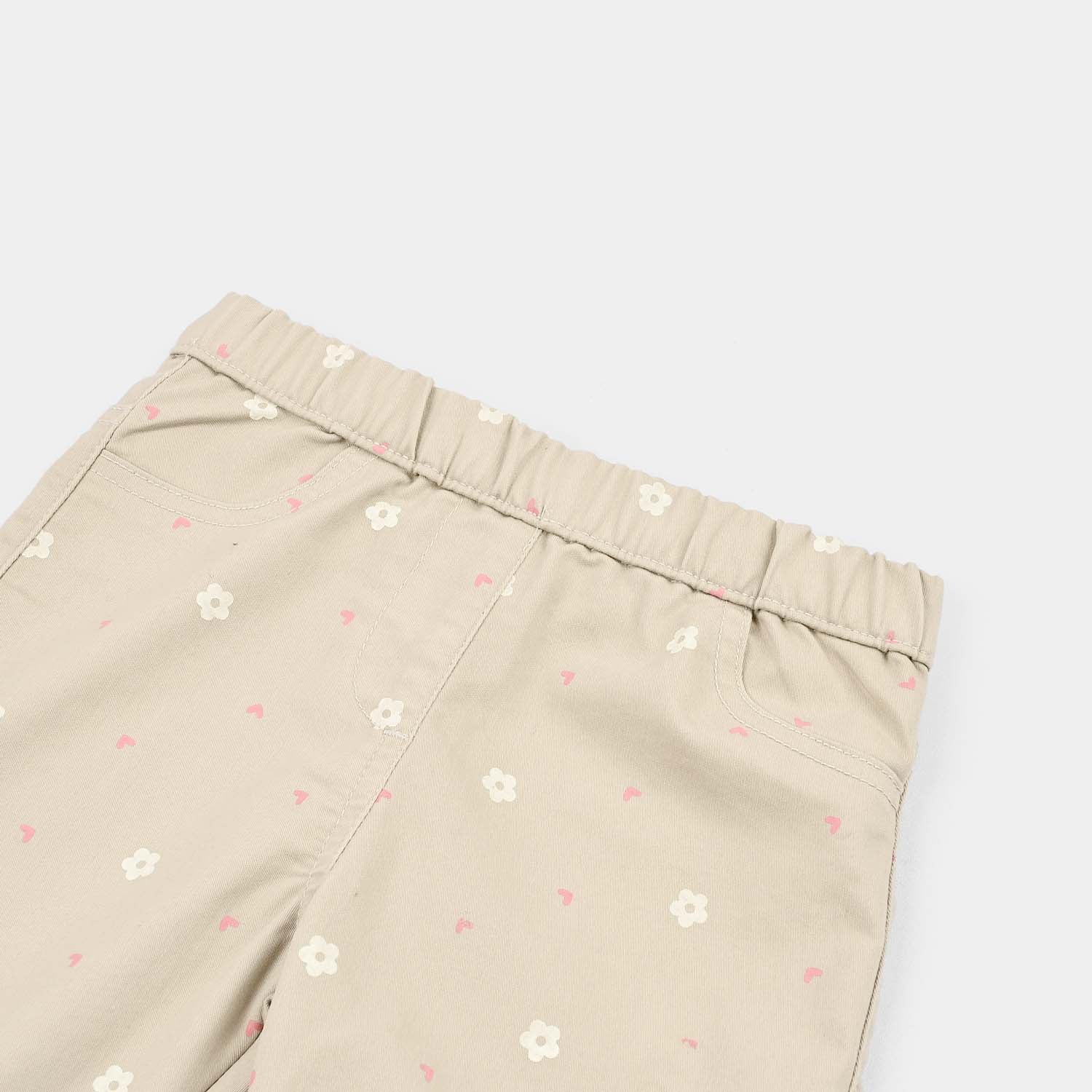 Girls Cotton Twill JEGGING Printed FLORAL-BEIGE - Image 2