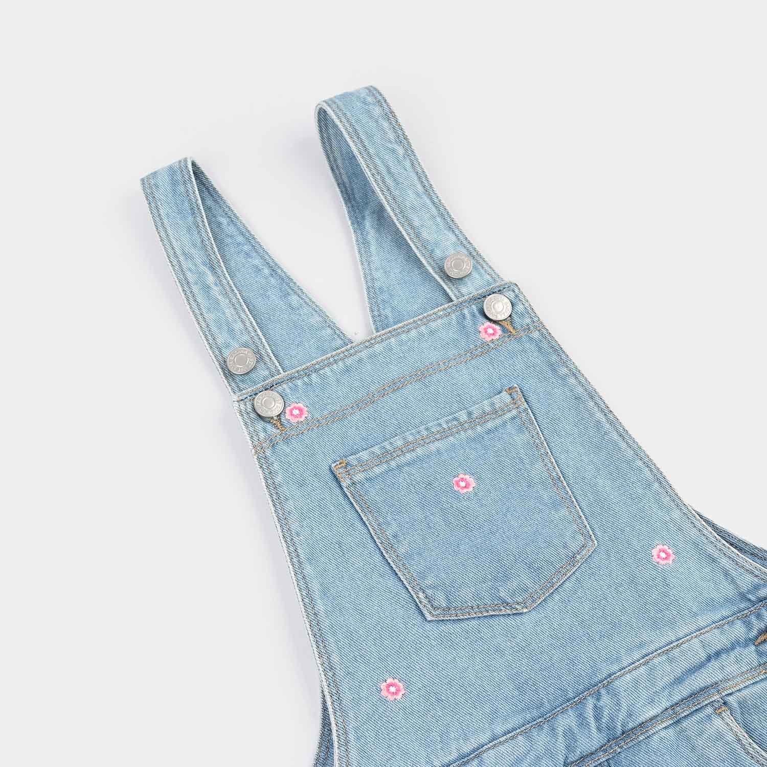 Girls Cotton Twill Over All Flowers - Image 2