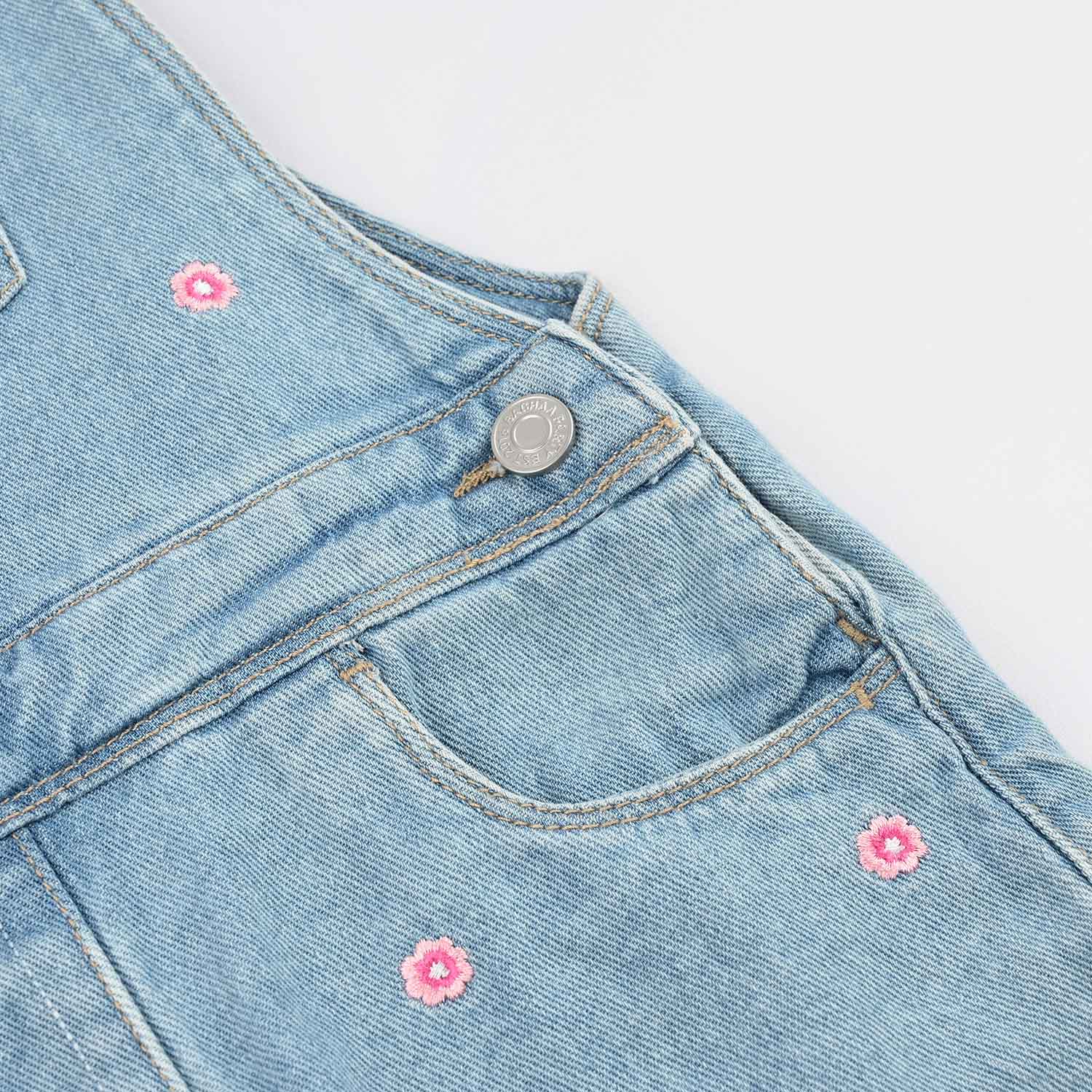 Girls Cotton Twill Over All Flowers - Image 3