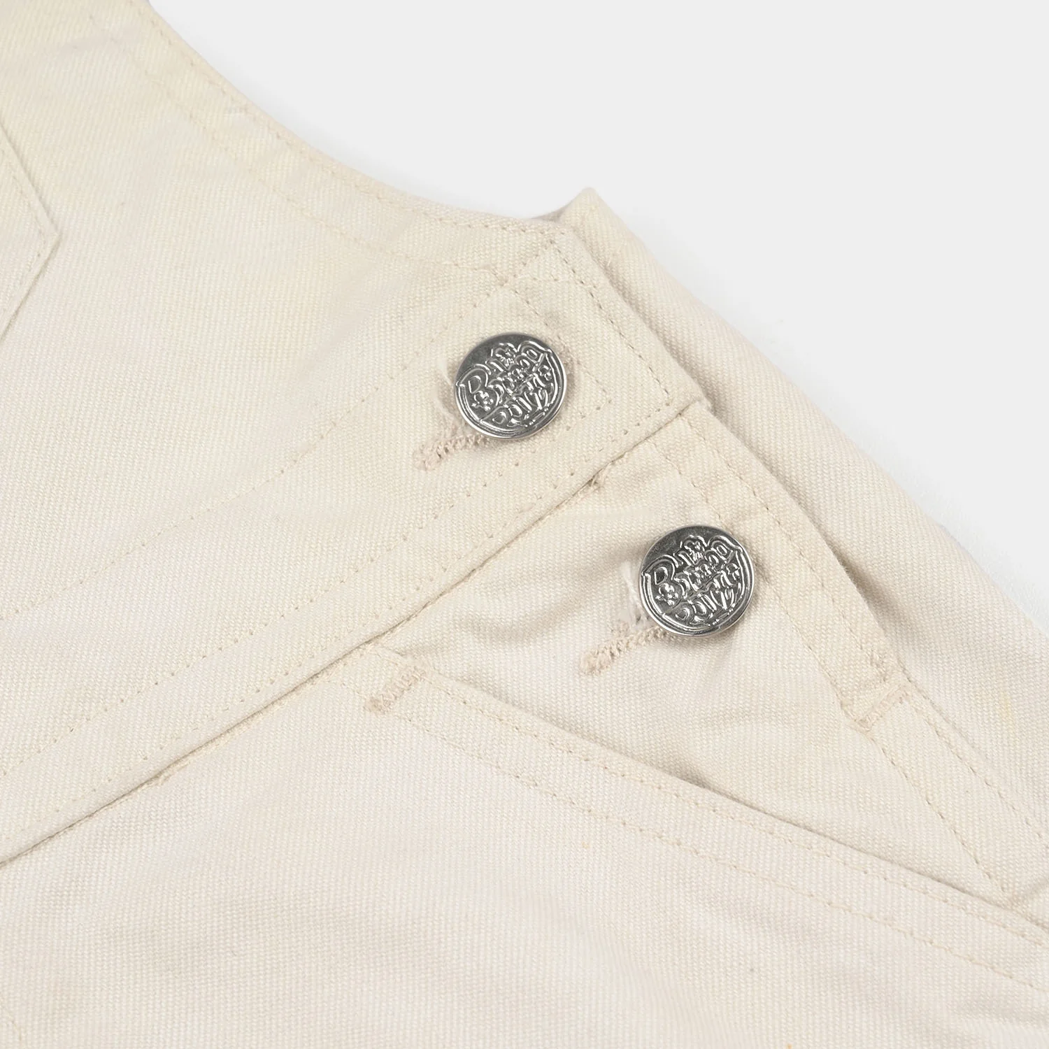 Girls Cotton Twill Dungaree- Off White - Image 3