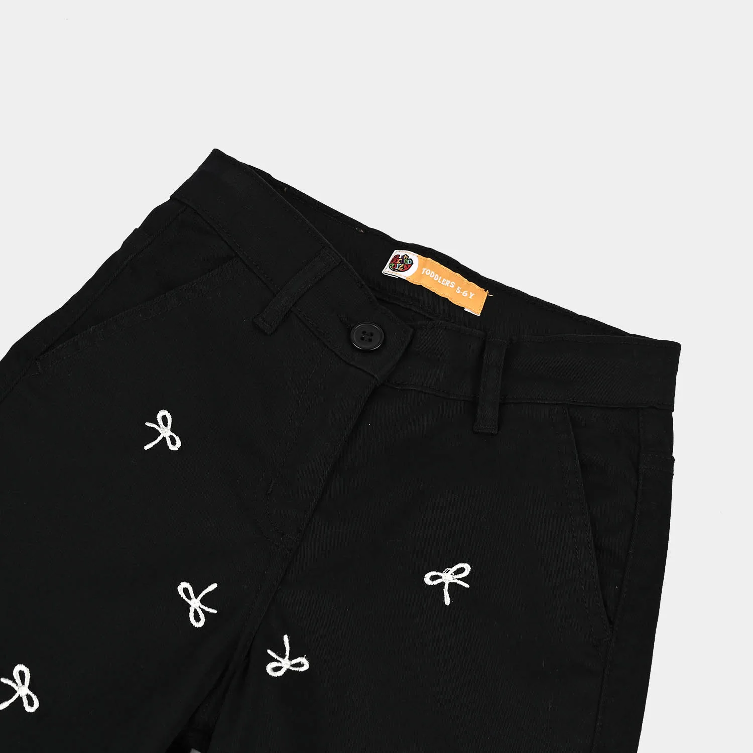 Girls Cotton Twill Pant Bow-BLACK - Image 2