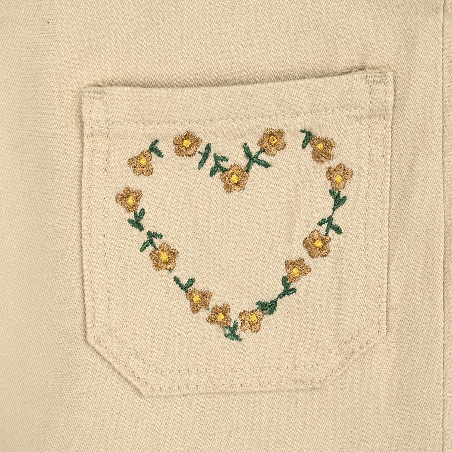 Girls Cotton Twill Pant Hearts-BEIGE - Image 3