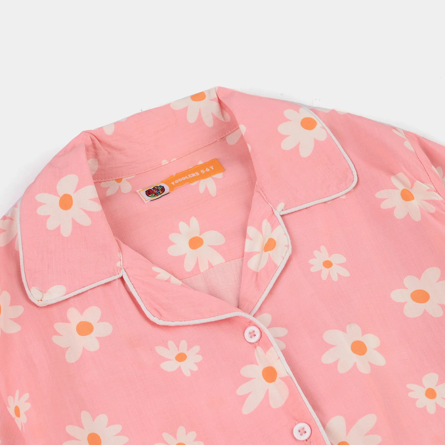 Girls Cotton Viscose Night Suit (Summer Vibes) - Pink - Image 4