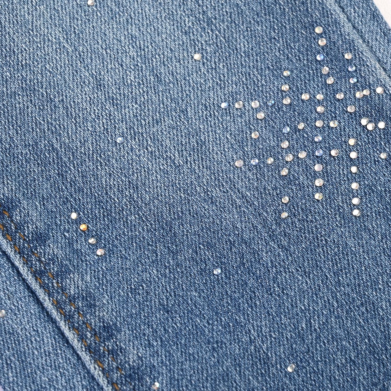 Teens Girls Denim Pant Silver Studs - LIGHT BLUE - Image 3