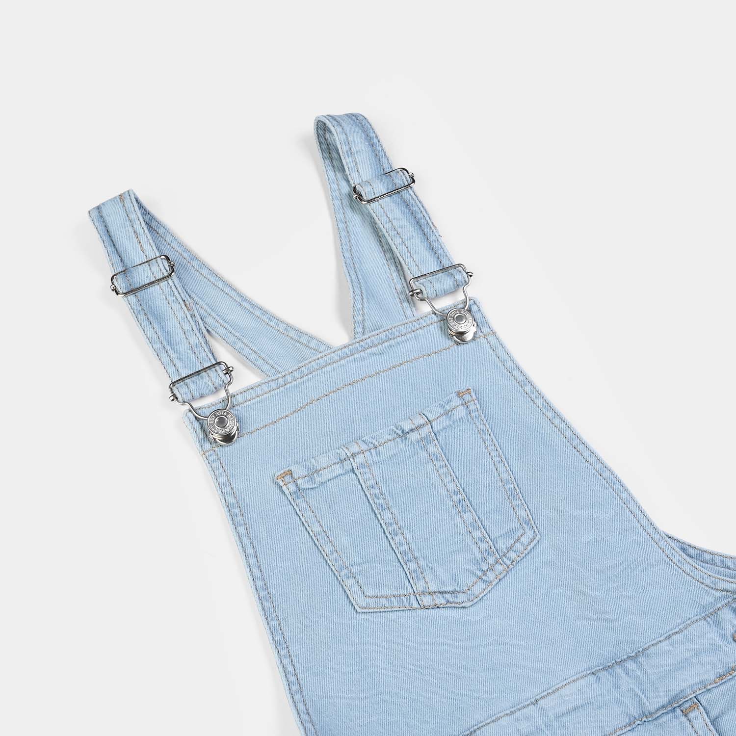 Girls Denim rigid Dangri Mitered-LT.Blue - Image 2