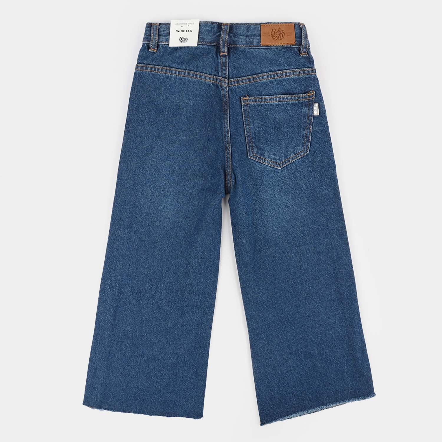 Girls Denim Rigid Pant Folded - Dark Blue - Image 5