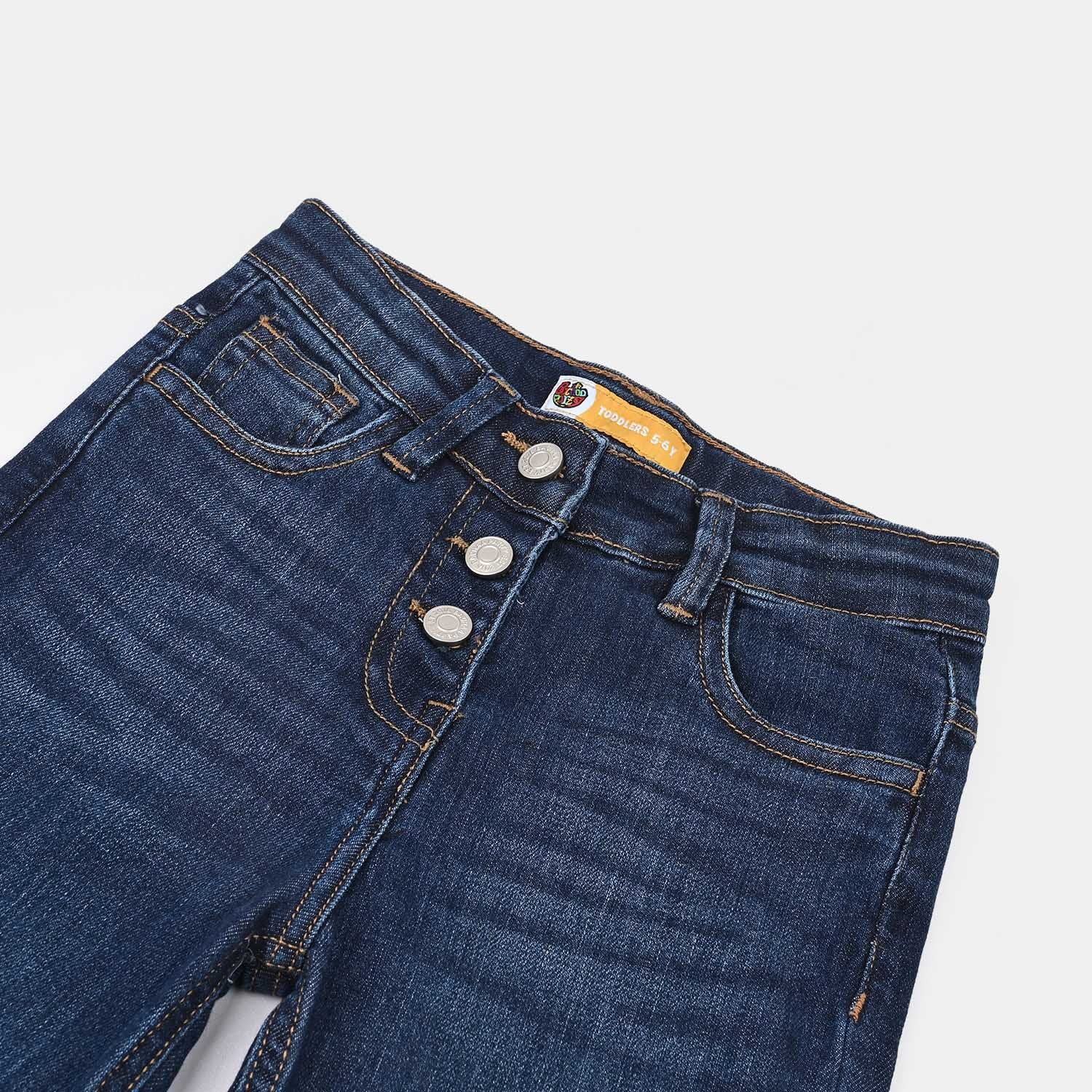 Girls Denim rigid Pant Raw-Dark Blue - Image 2