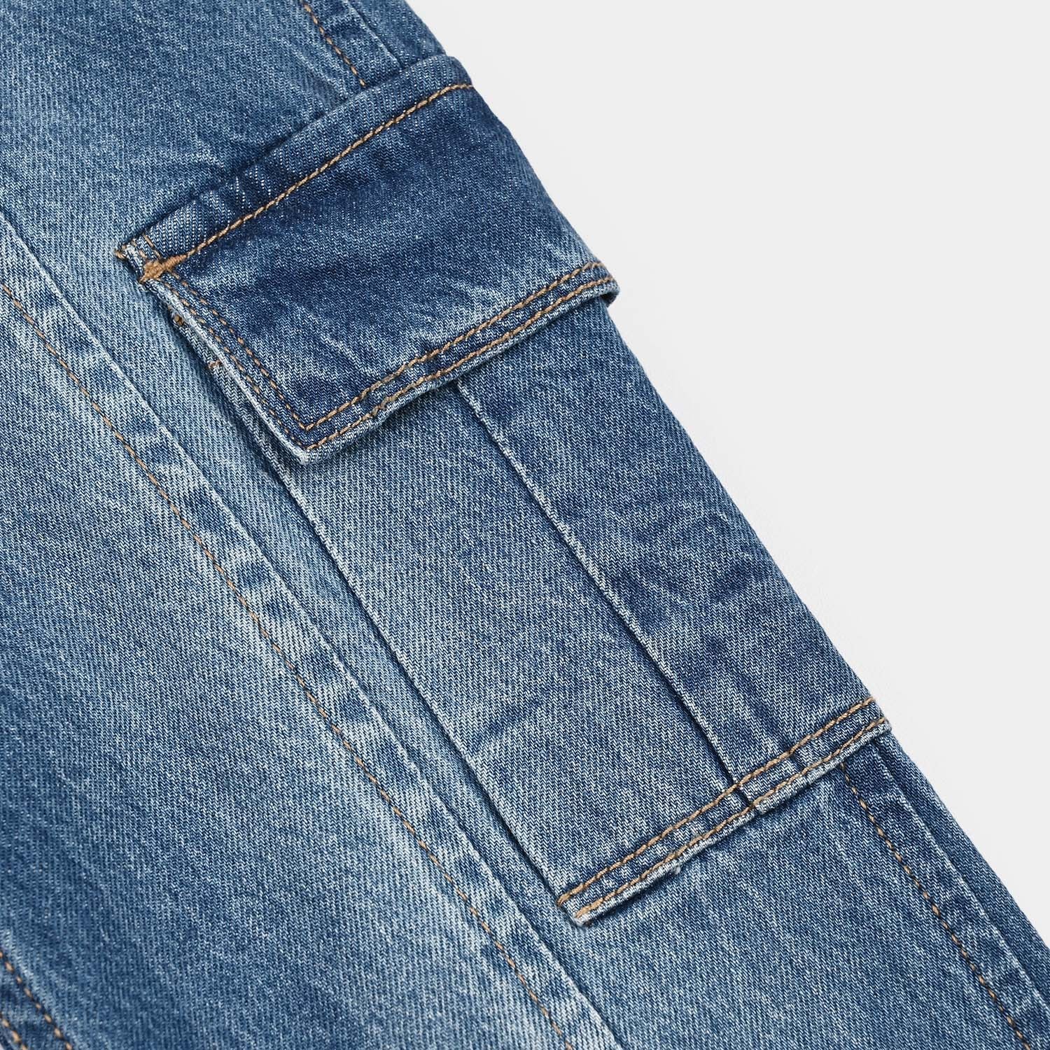 Girls Denim rigid Pant Seams-Mid Blue - Image 3
