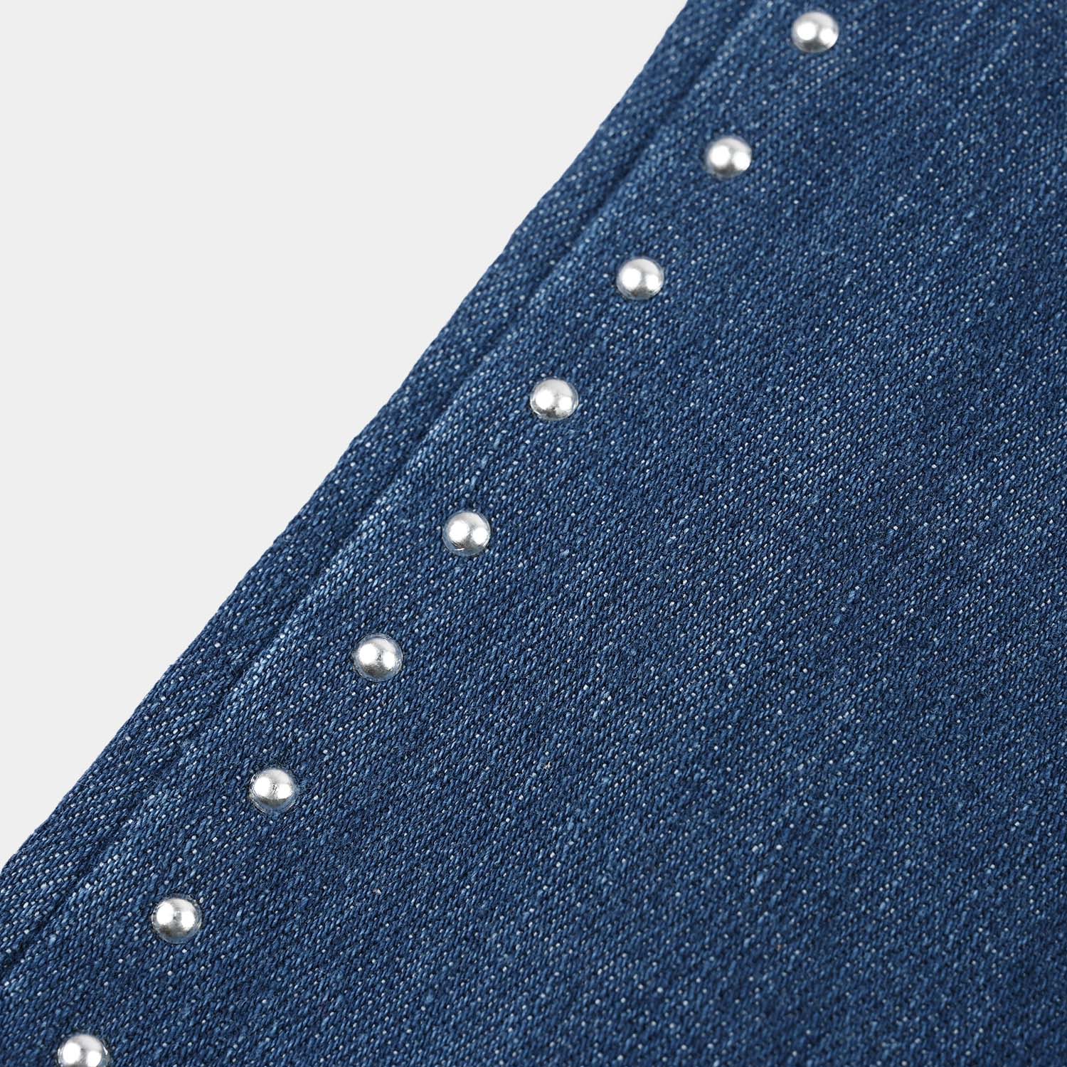 Girls Denim rigid Pant Slit-Mid Blue - Image 3