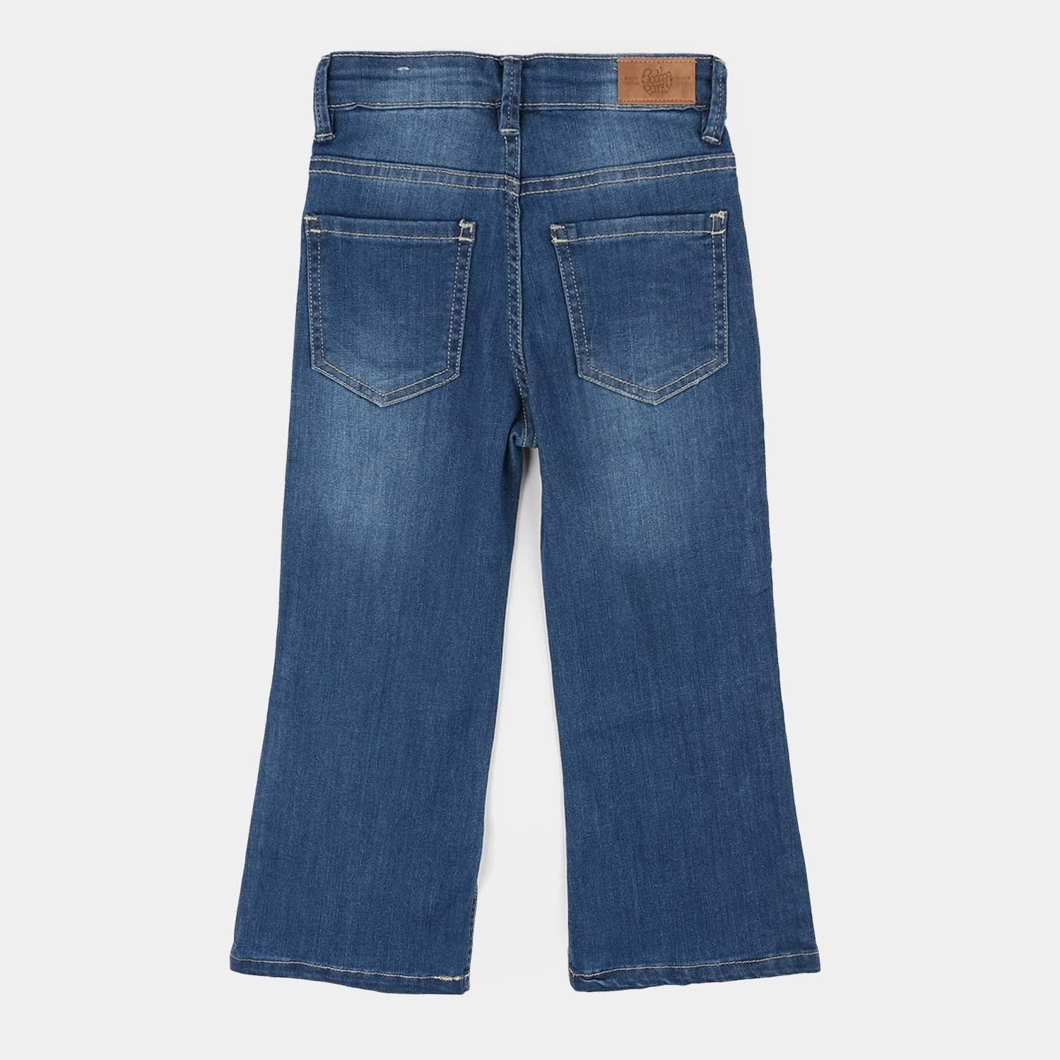 Girls Denim rigid Pant Slit-Mid Blue - Image 4