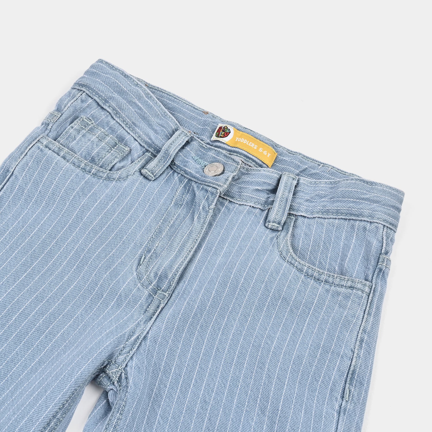 Girls Denim rigid Pant Stripes-D.Blue - Image 2