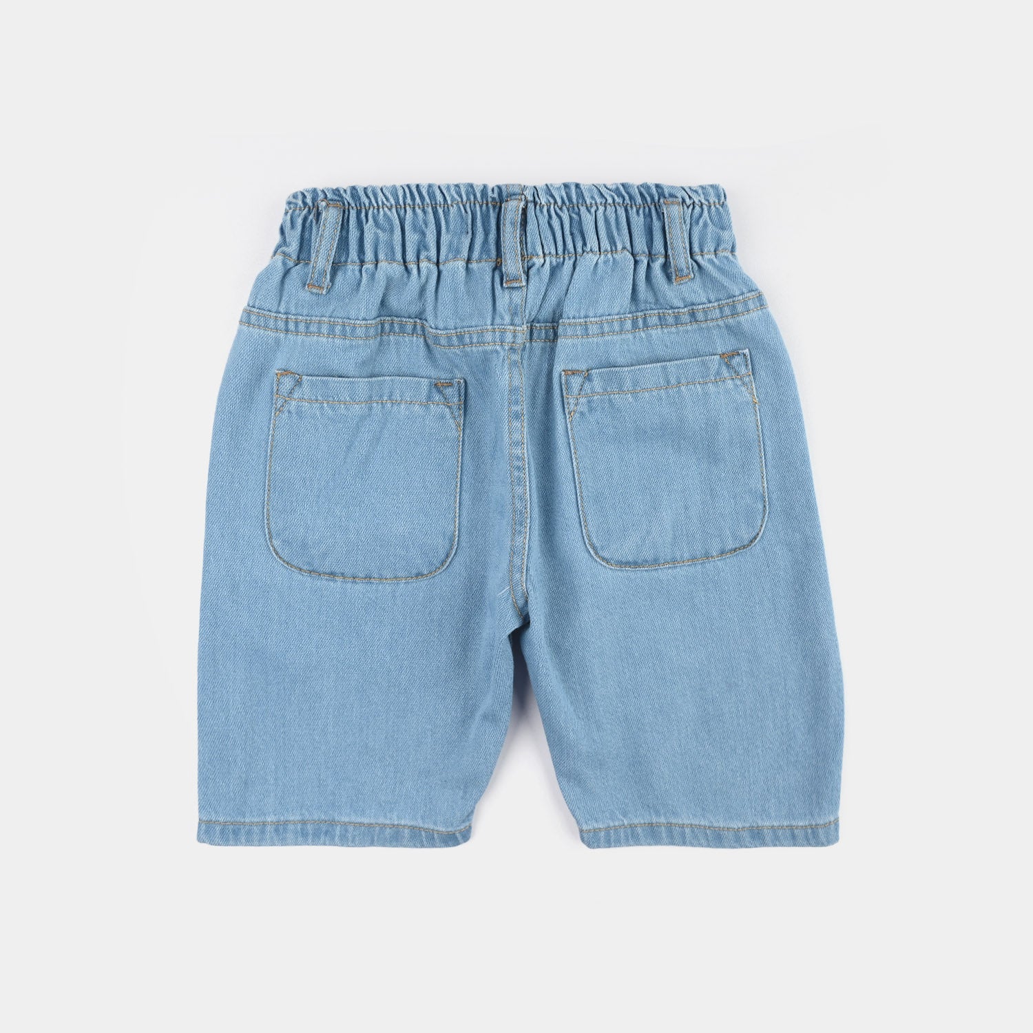 Girls Denim Rigid Shorts (Embroidered Flower) - Blue - Image 4