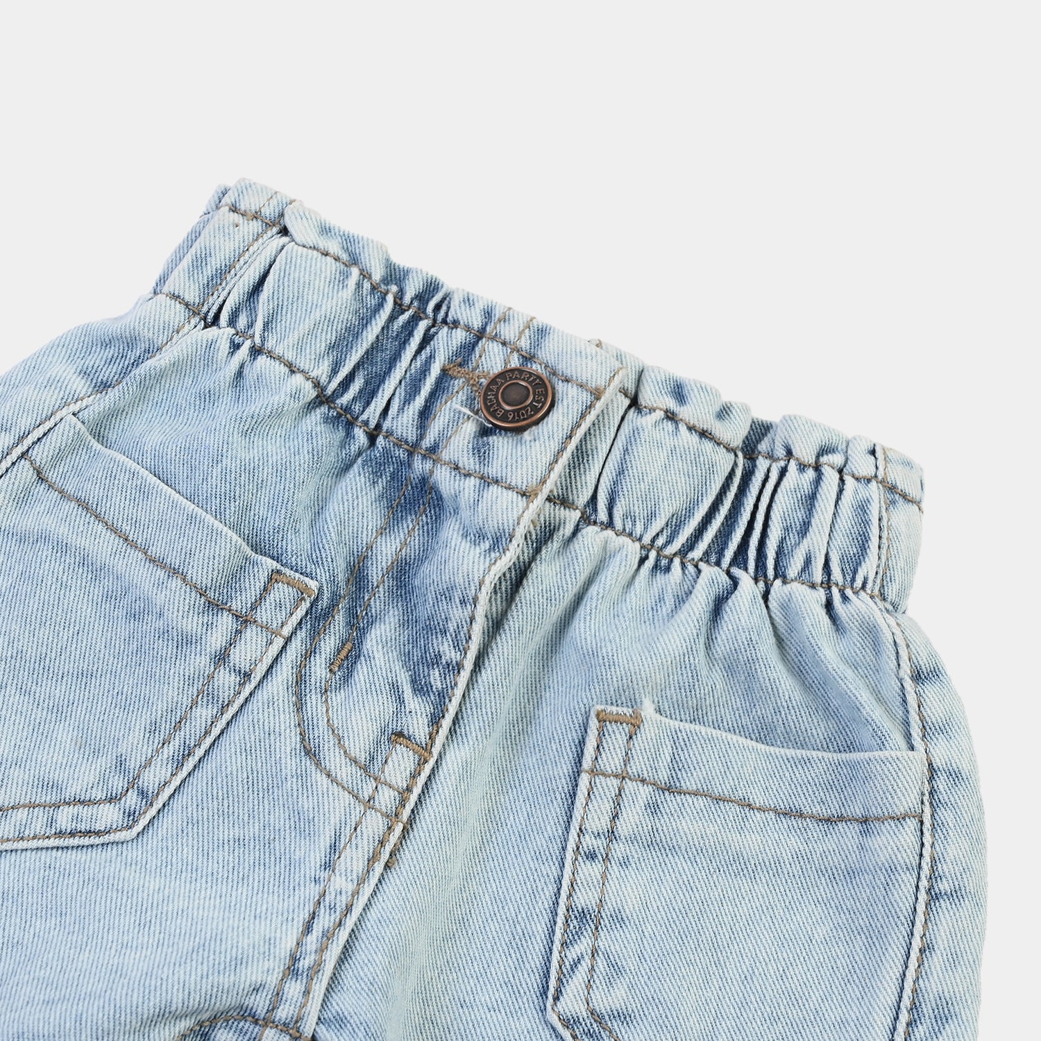 Infant Girls Denim rigid Short Paper Bag- Ice Blue - Image 2