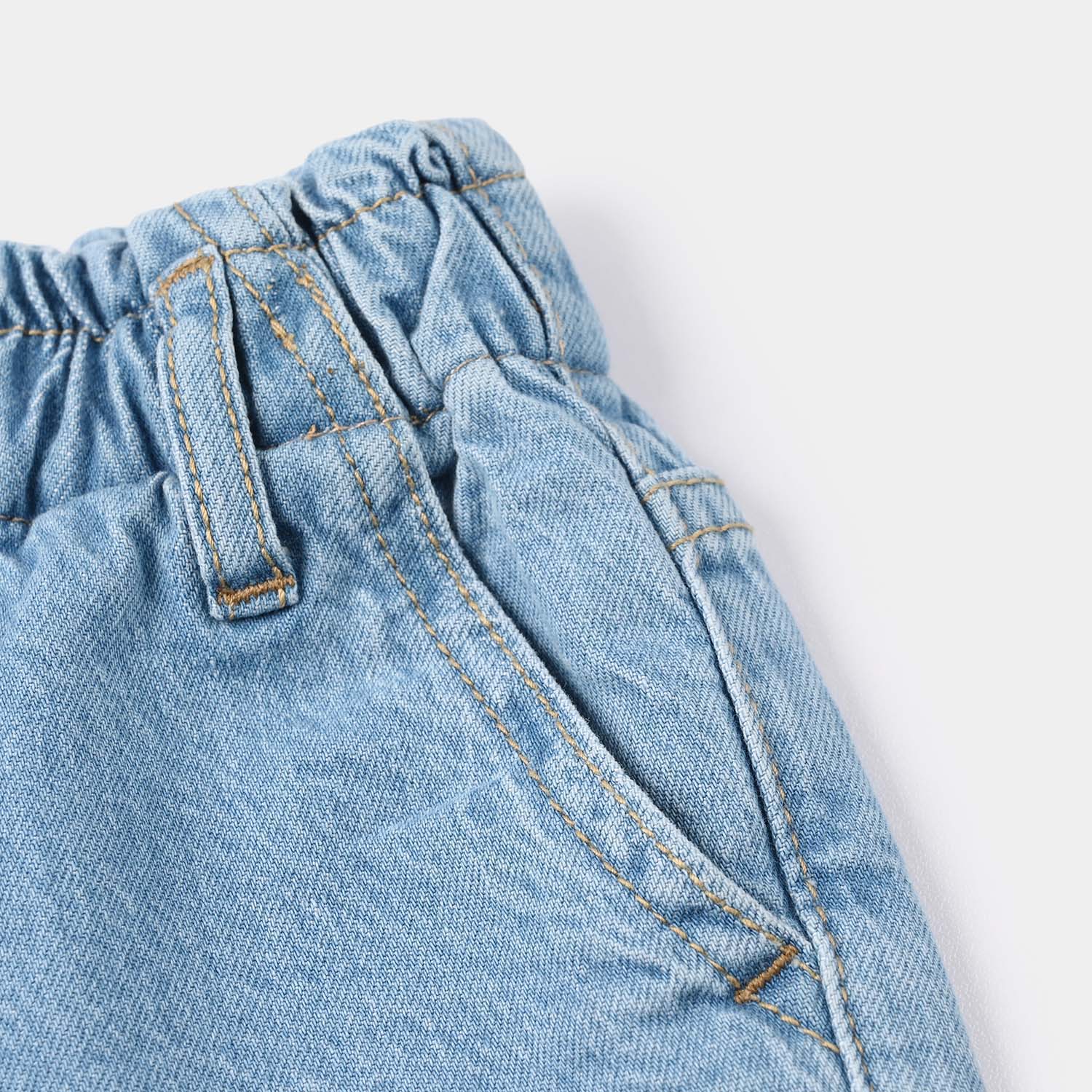 Girls Denim Rigid Printed Shorts - Light Blue - Image 2