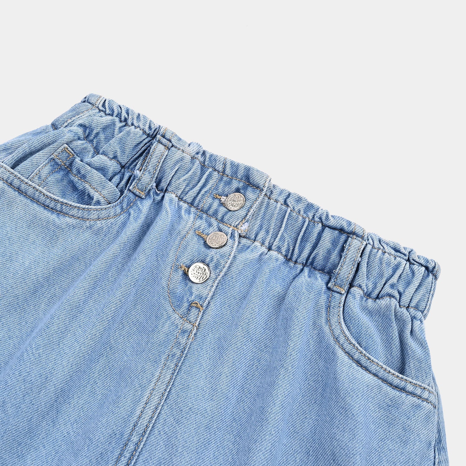 Girls Denim rigid Skirt Basic-L.Blue - Image 2