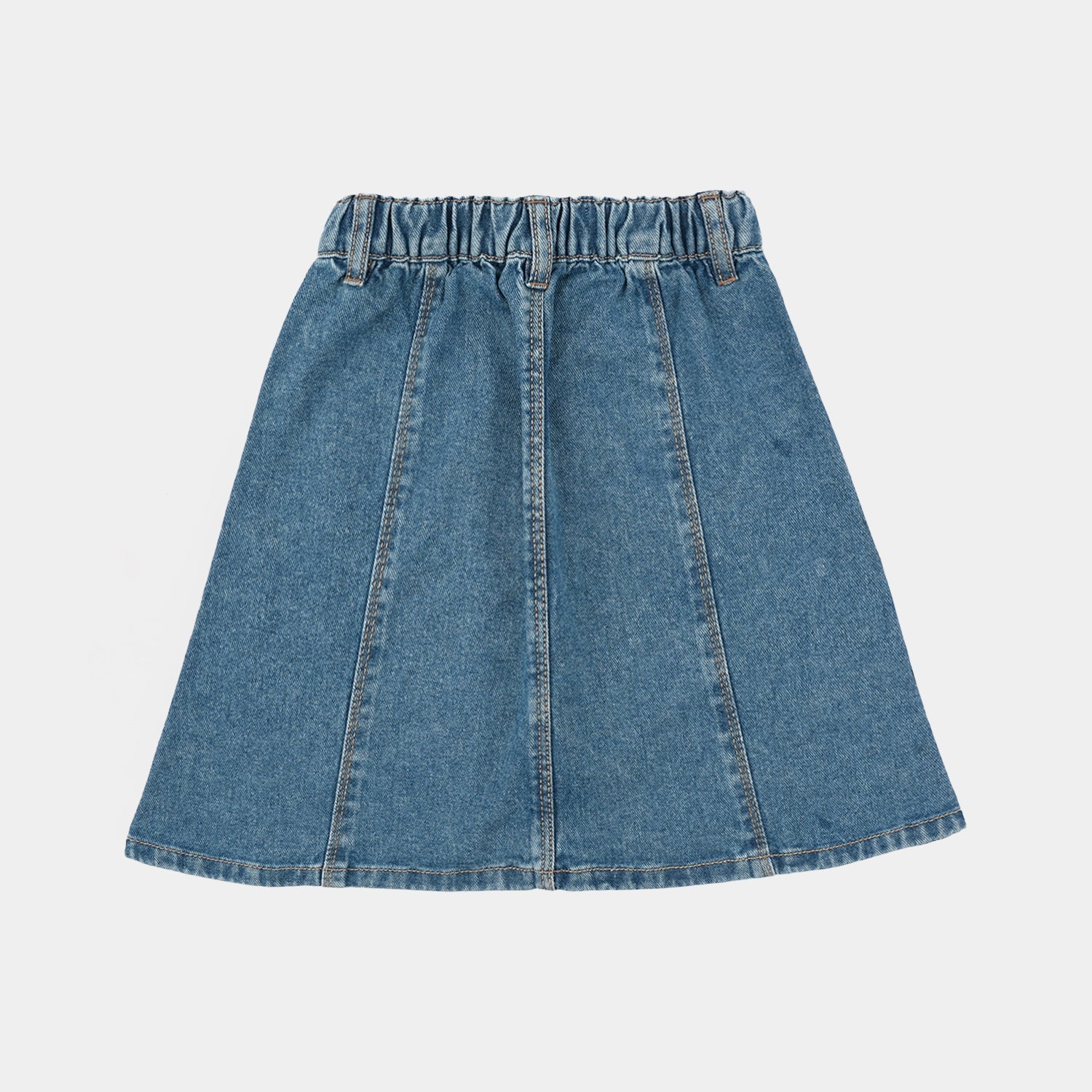 Girls Denim Rigid Skirt (Flower) - Mid Blue - Image 3