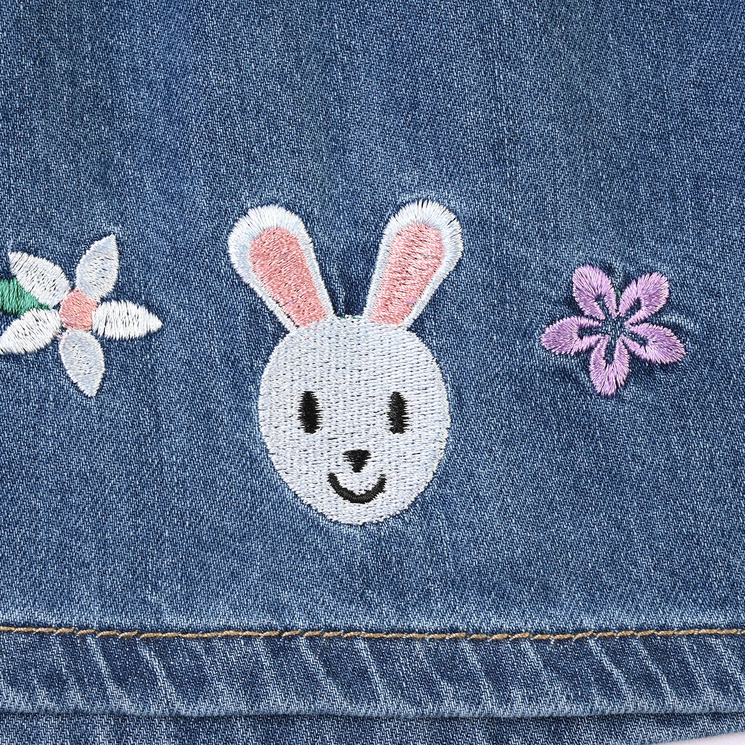 Girls Denim rigid Skirt Rabbit-Dark Blue - Image 3