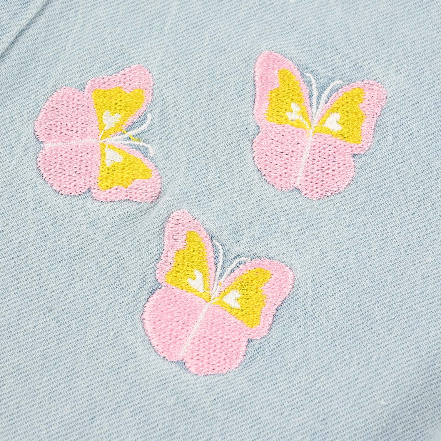 Girls Denim Rigid Shorts (Butterfly) - Ice Blue - Image 2