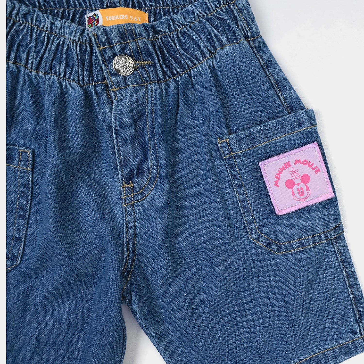 Girls Denim Shorts Character - Mid Blue - Image 4