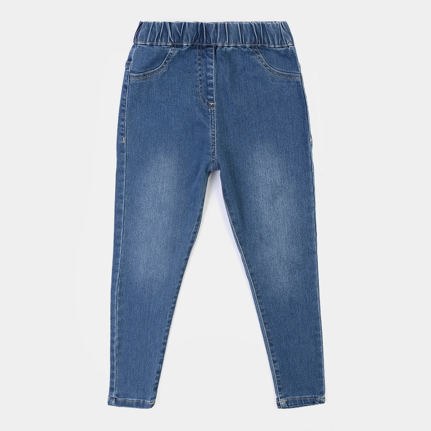 Girls Denim Stretch Jegging Basic-Mid Blue