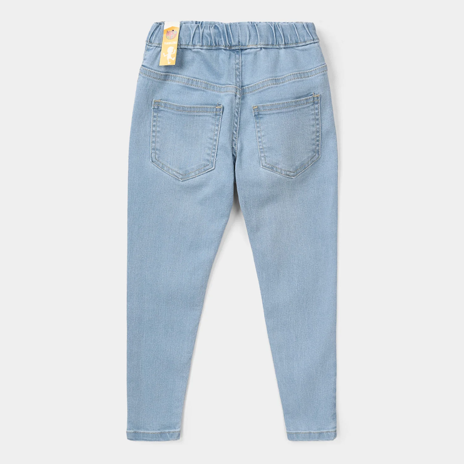 Girls Denim Stretch Jeggings Light Flower - Light Blue - Image 3