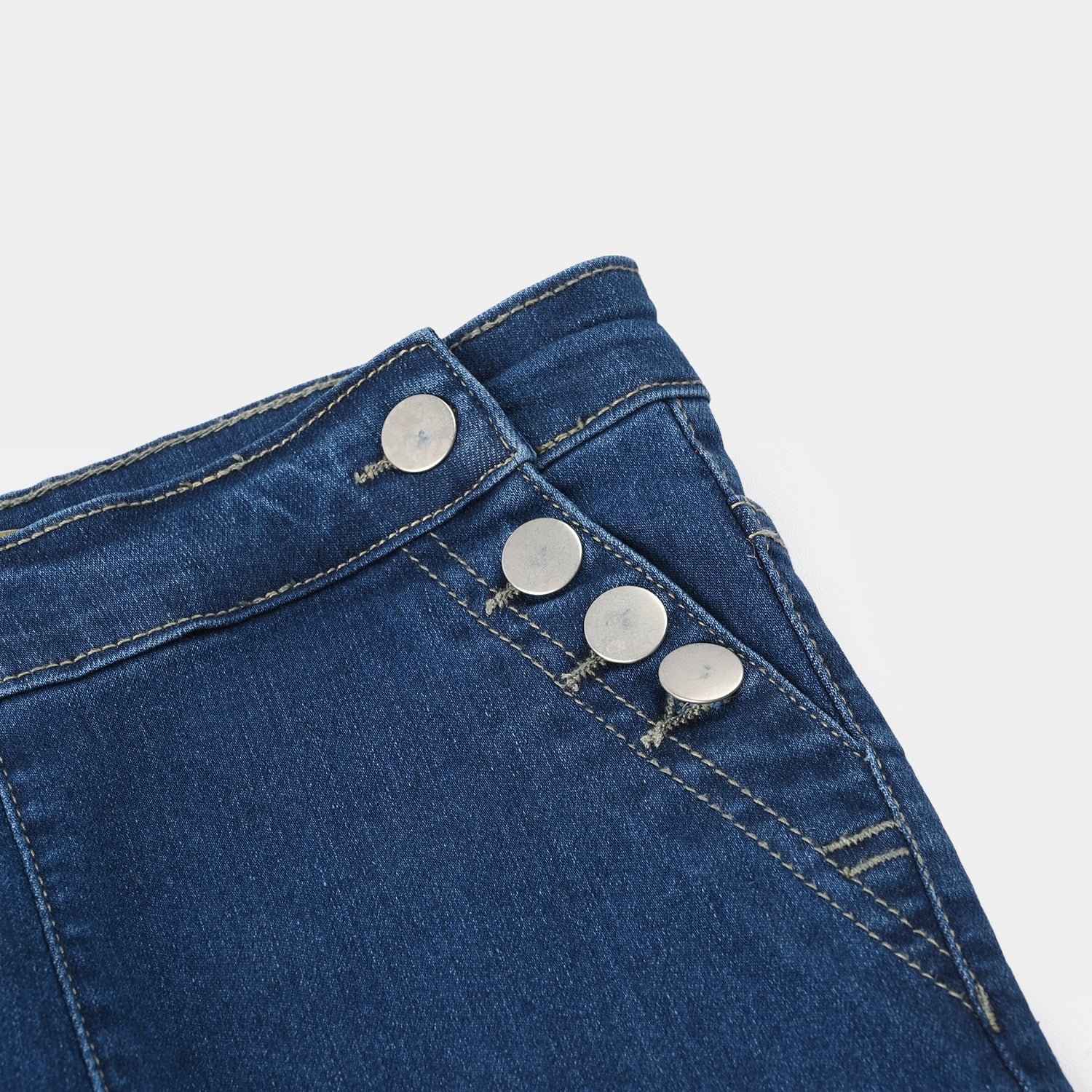 Girls Denim Stretch Jeggings - Mid Blue - Image 3