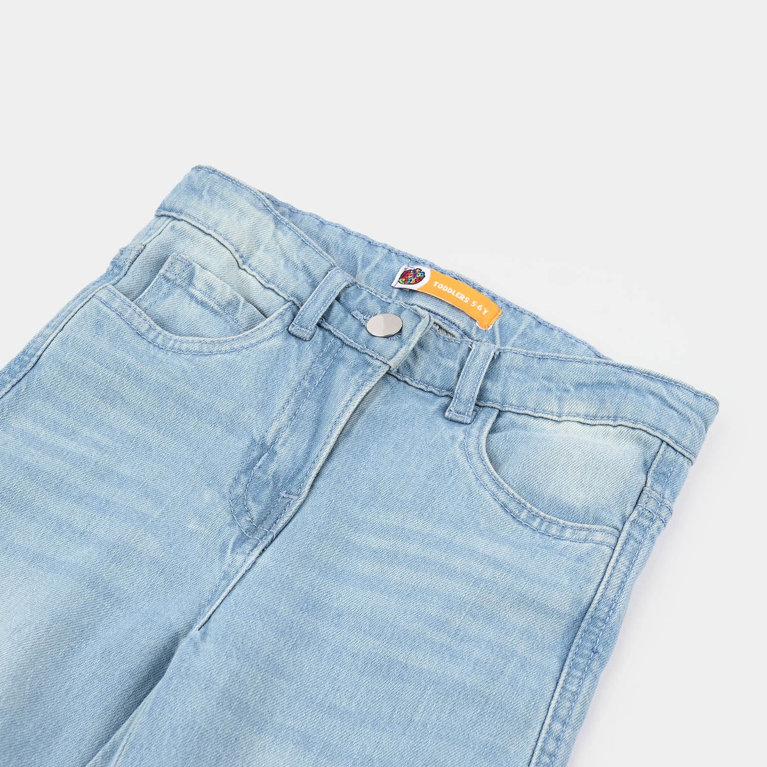 Girls Denim Stretch Pant (Studs Seam) – Light Blue - Image 2