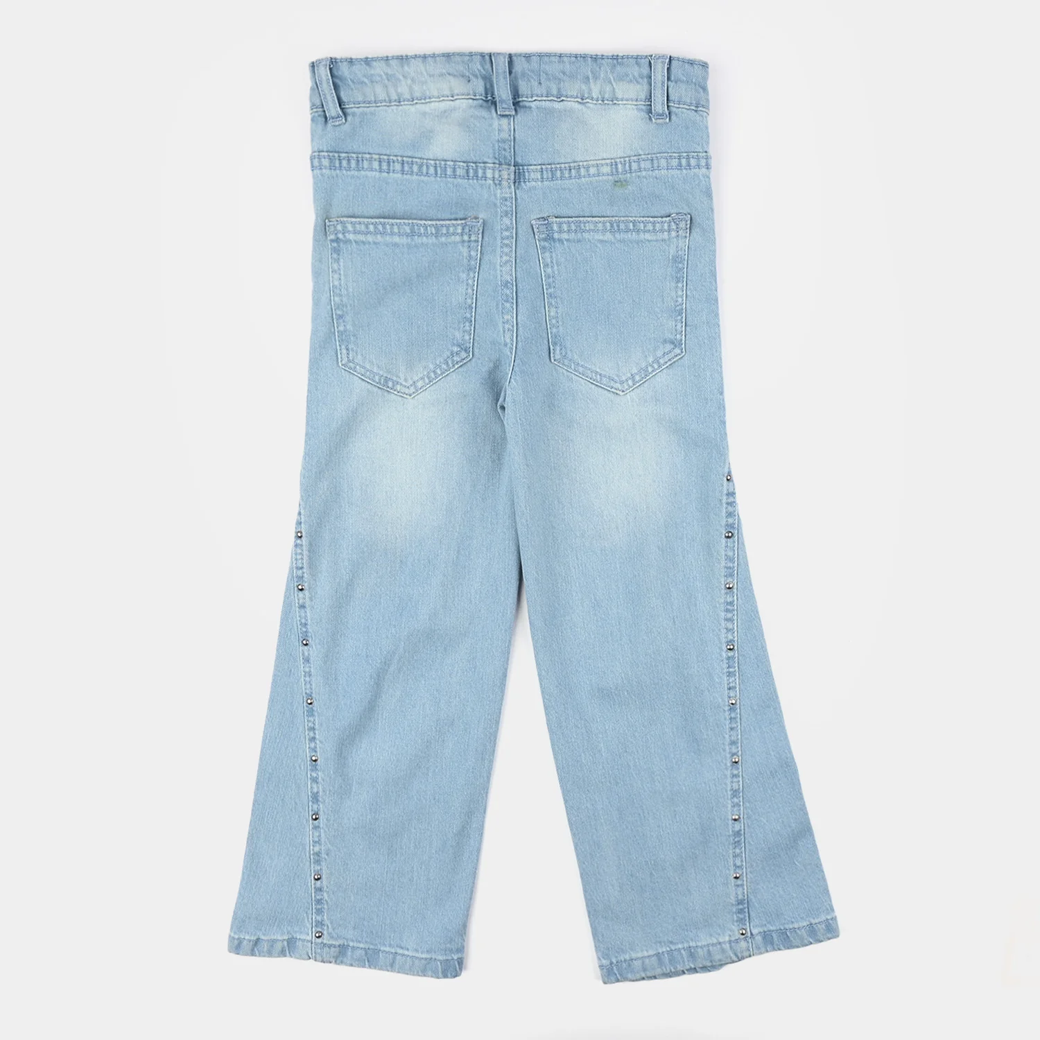 Girls Denim Stretch Pant (Studs Seam) – Light Blue - Image 4