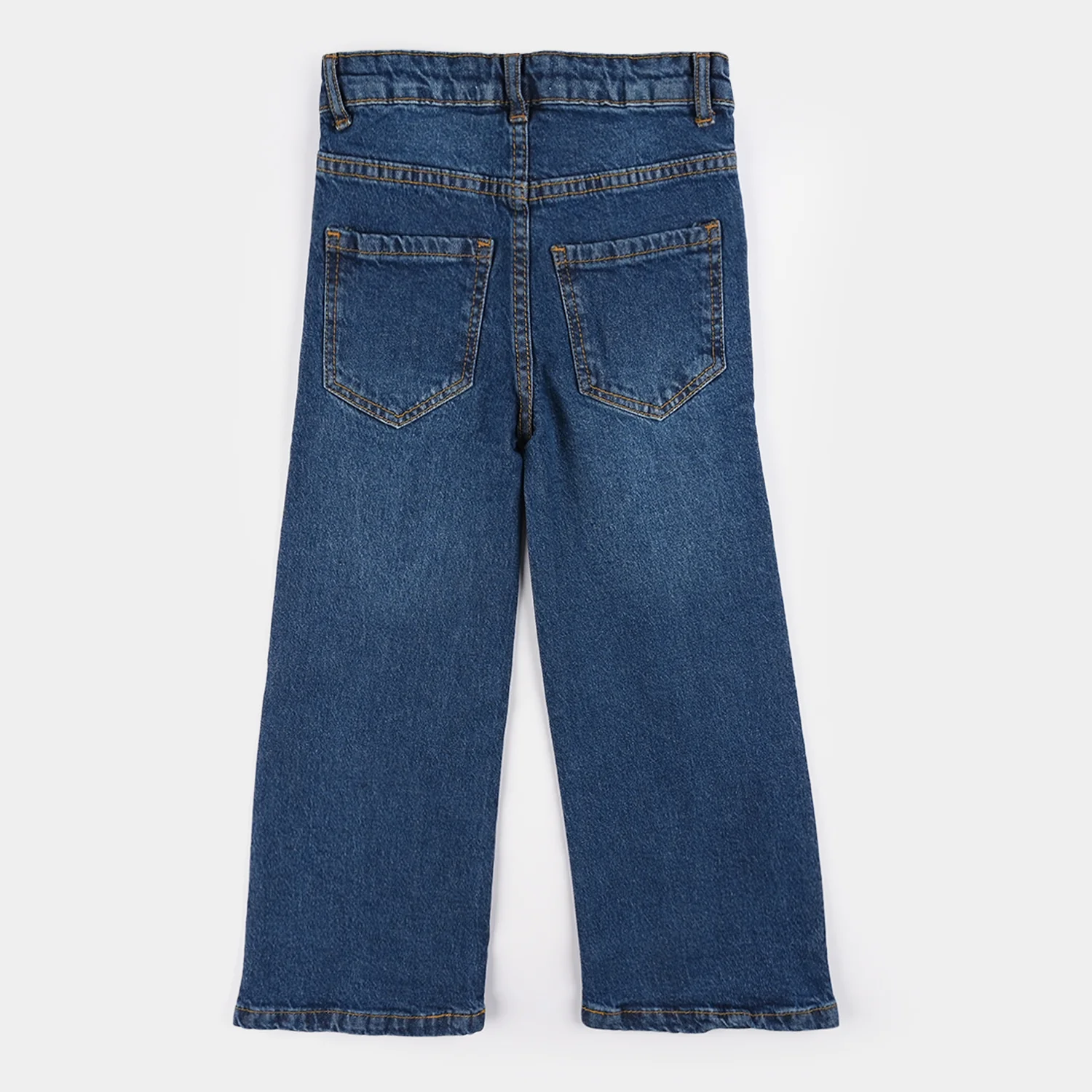 Girls Denim Stretch Pants Yoke Studs - Mid Blue - Image 3