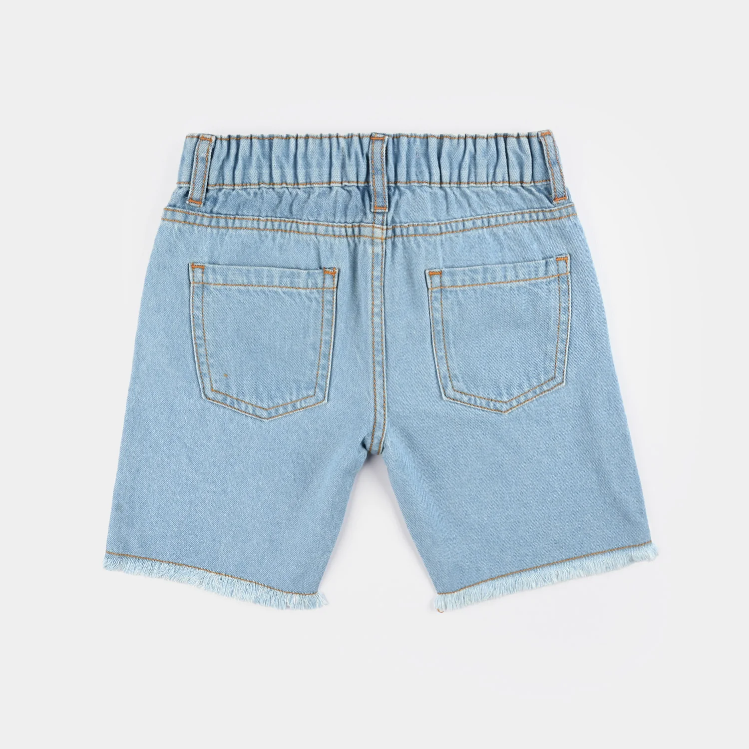 Girls Denim Stretch Shorts (Flower) - Light Blue - Image 4