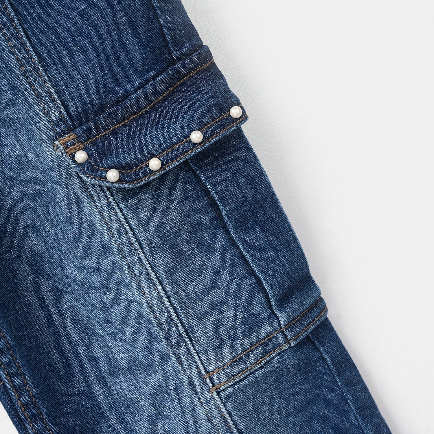 Girls Denim Viscose Pants - Dark Blue - Image 2