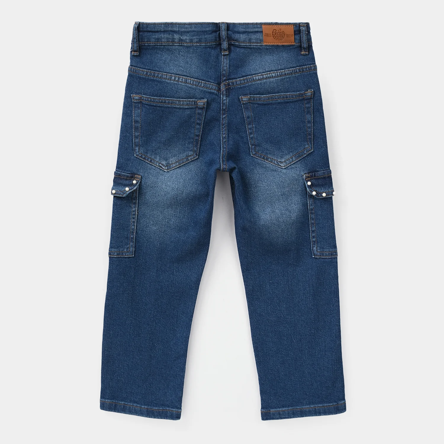 Girls Denim Viscose Pants - Dark Blue - Image 4