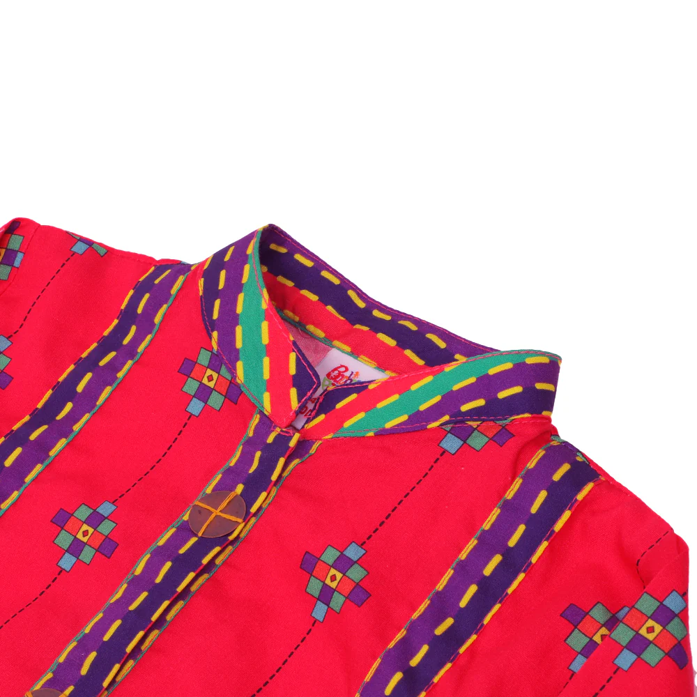 Girls Digital Print 2Pcs Kurti Pajama Delicacy - Magenta - Image 5
