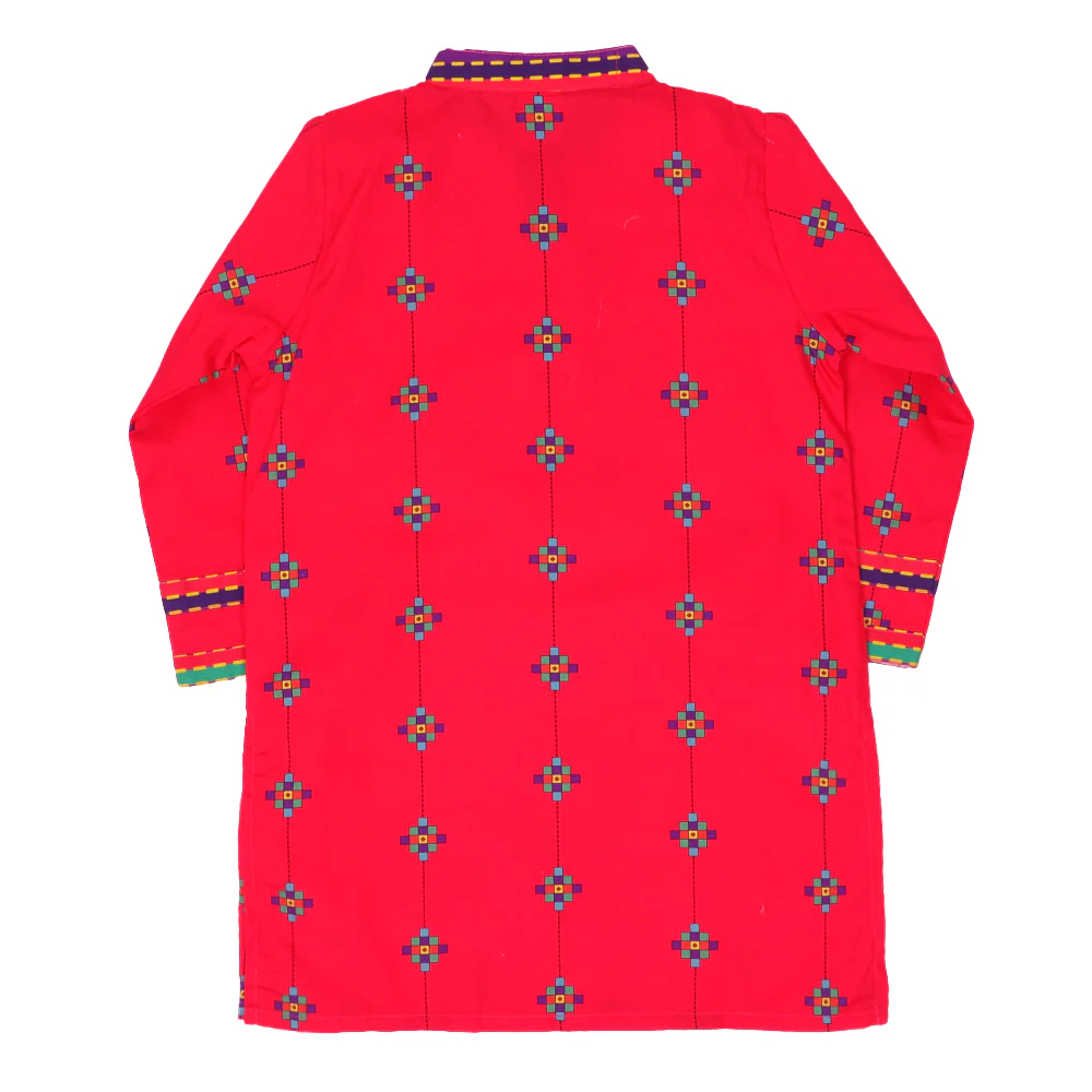 Girls Digital Print 2Pcs Kurti Pajama Delicacy - Magenta - Image 6